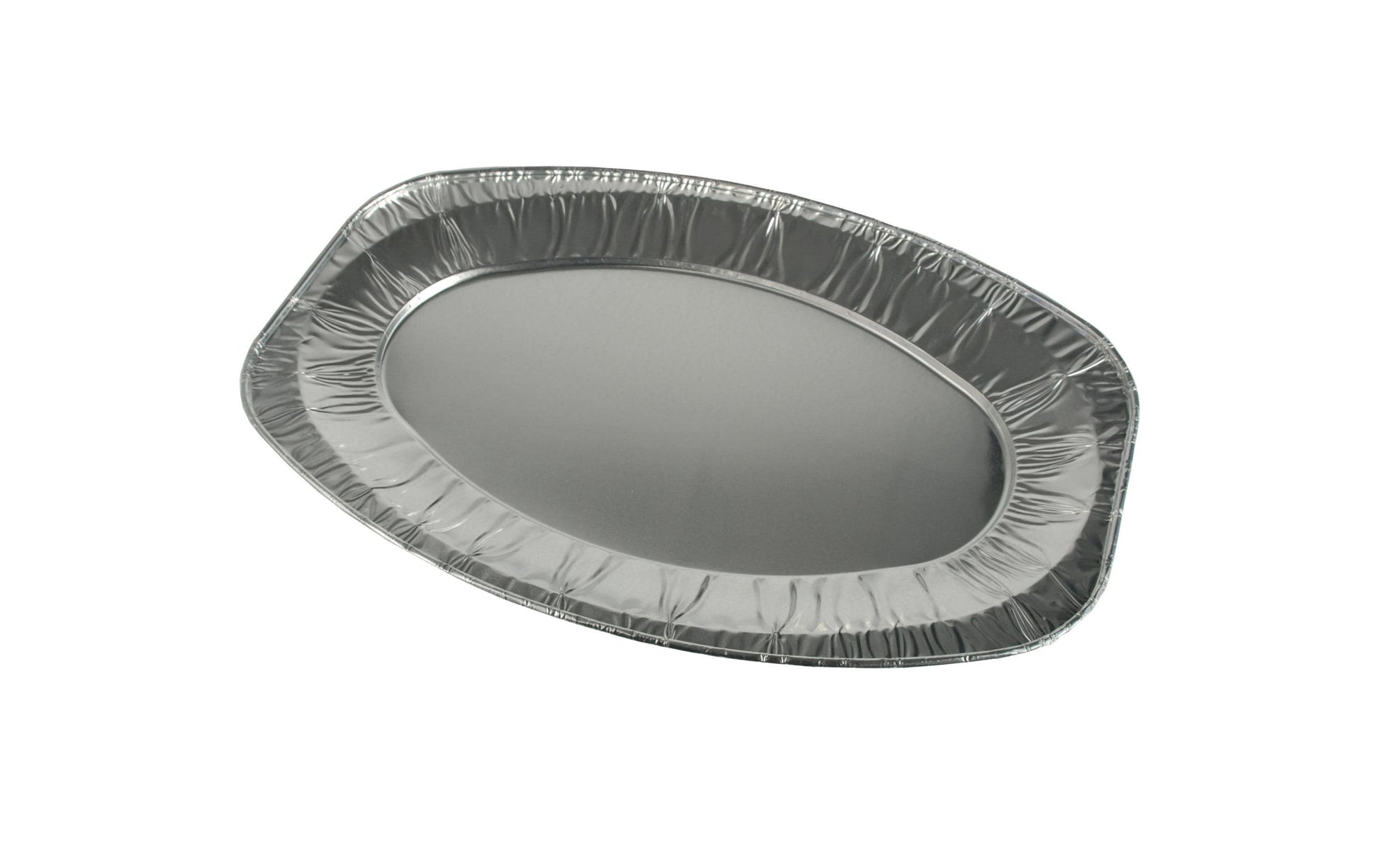 Papstar Servierplatte, Aluminium, oval, 43 × 29 cm – Silber – 3 Stk.
