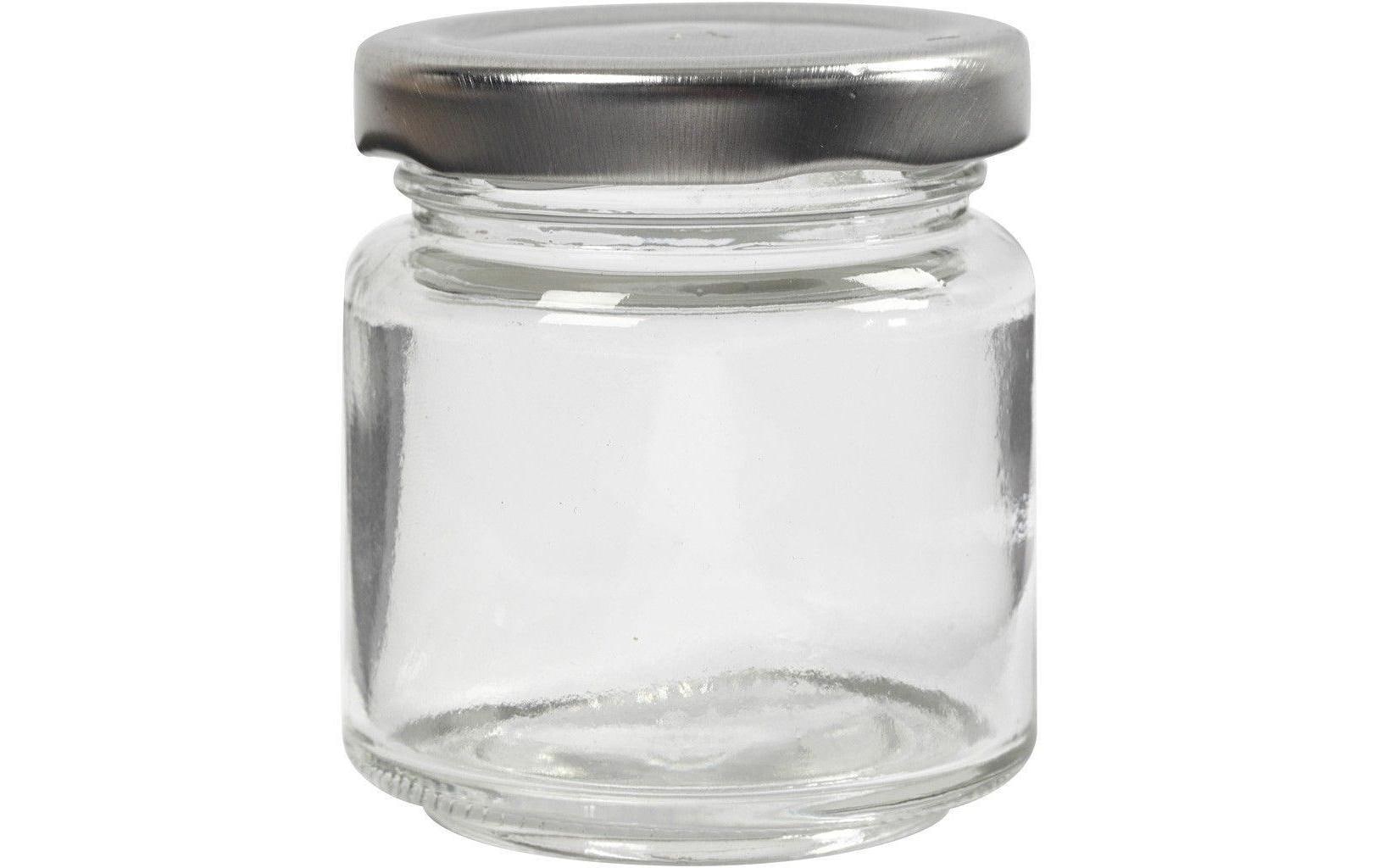 Creativ Company Glas – 12er Set, 100 ml, Ø 5,7 cm, H 6,5 cm, Transparent, mit Schraubdeckel