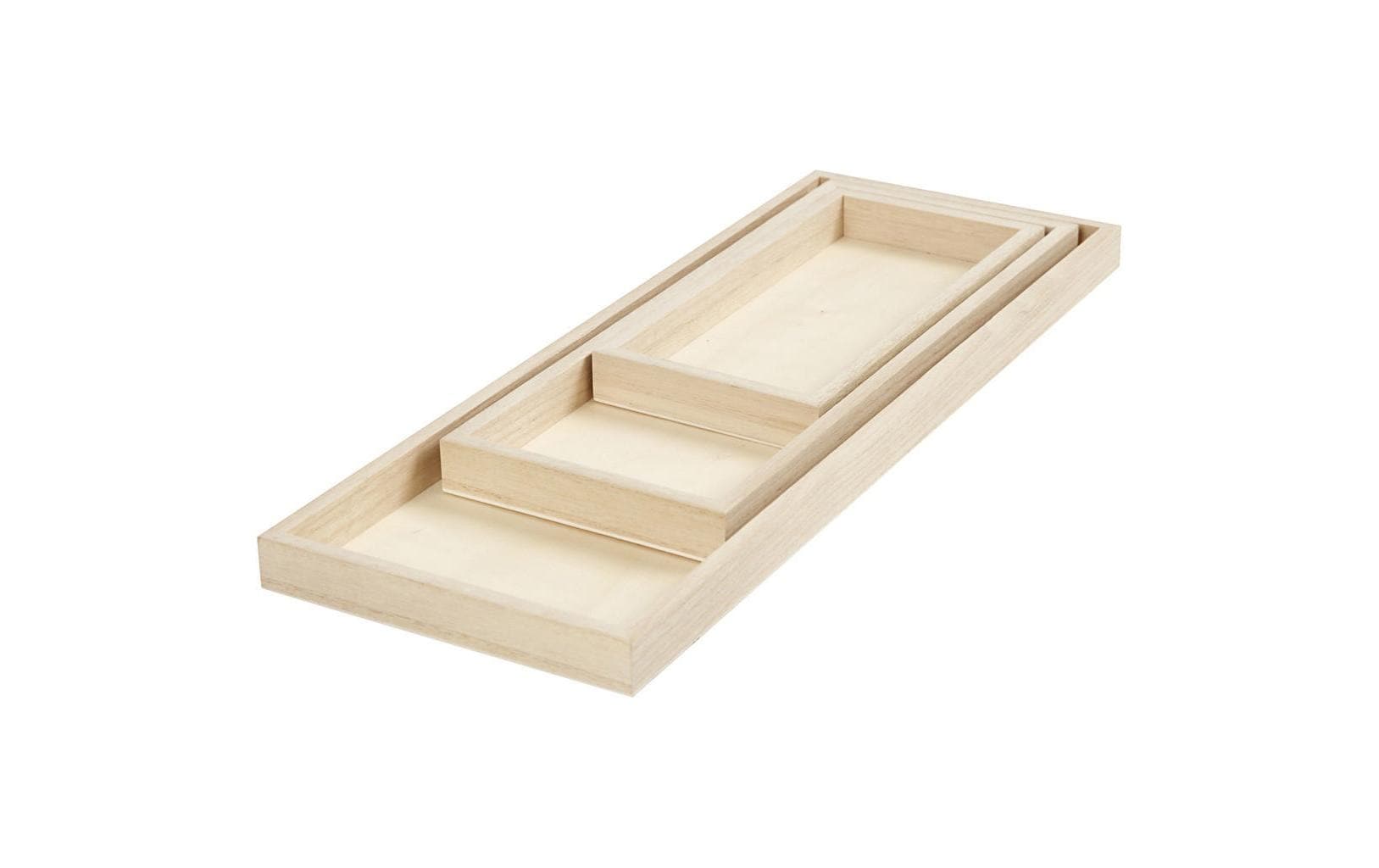 Creativ Company Tablett – 3er Set, 10 × 40 × 2 cm, Holz (Paulownia), Braun