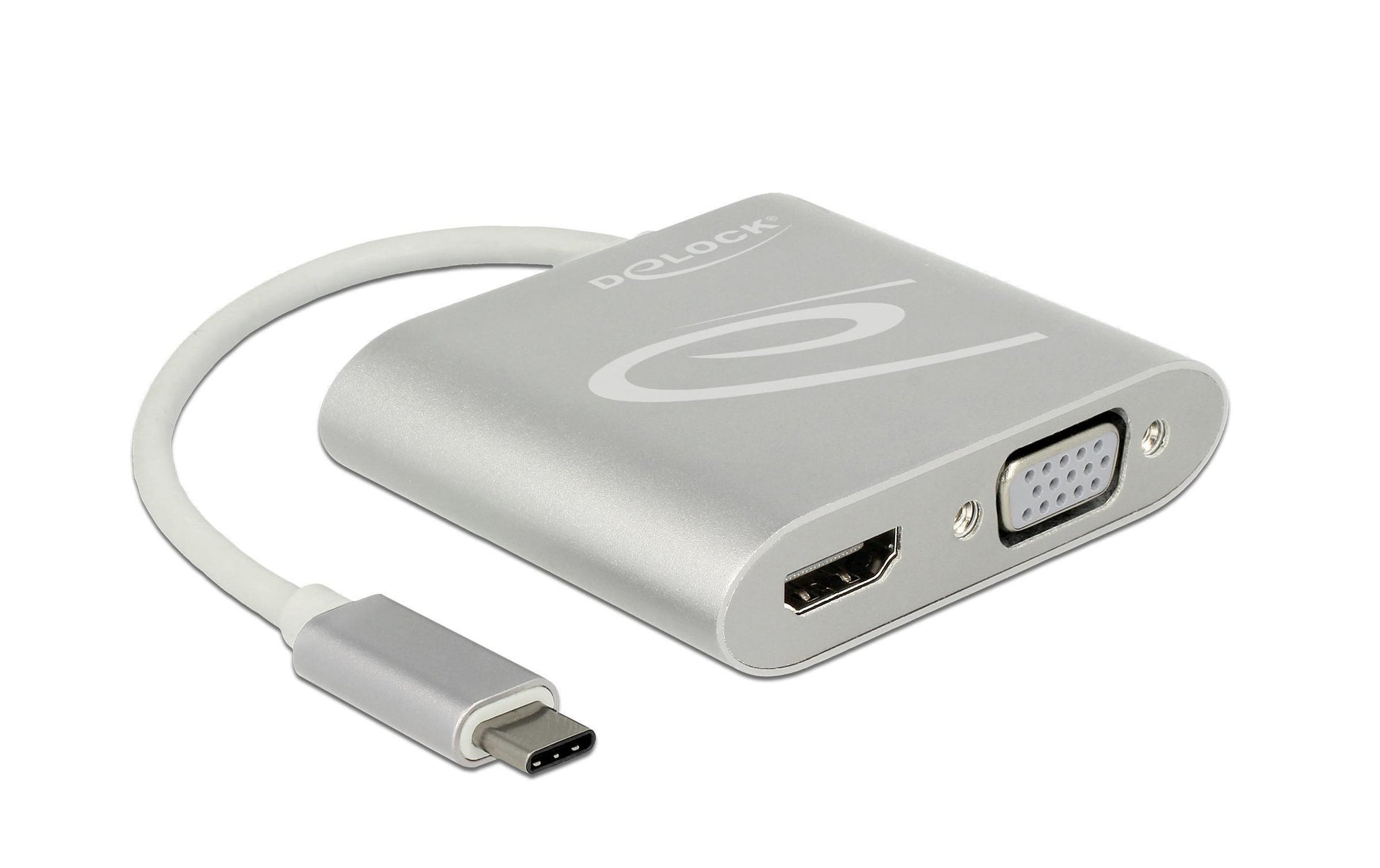 DeLOCK 87705 Multi-Monitor-Adapter USB-C zu DisplayPort/HDMI/VGA – 4K (3840 × 2160), 2× Ausgänge, Silber