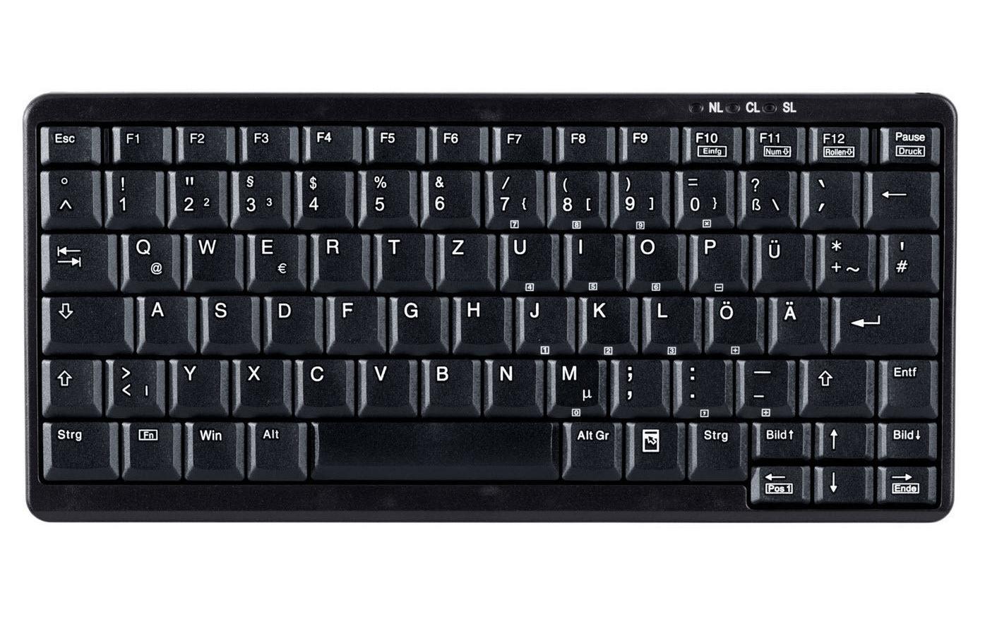 Active Key AK-4100 – Mini Tastatur – Scherenmechanik – Verkabelt – USB-A – QWERTY (US-INT) – Schwarz – Ohne Ziffernblock