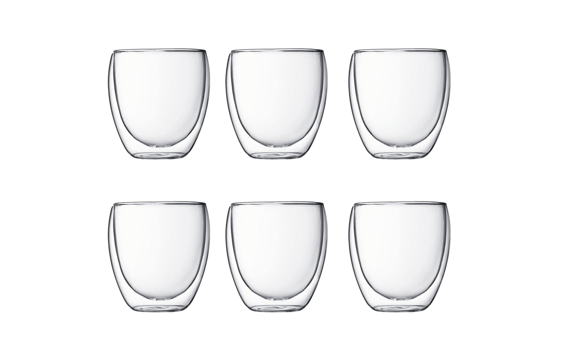 Bodum PAVINA Glas – 0,25 l, Borosilikatglas, transparent, spülmaschinengeeignet, mikrowellengeeignet, 6 Stück