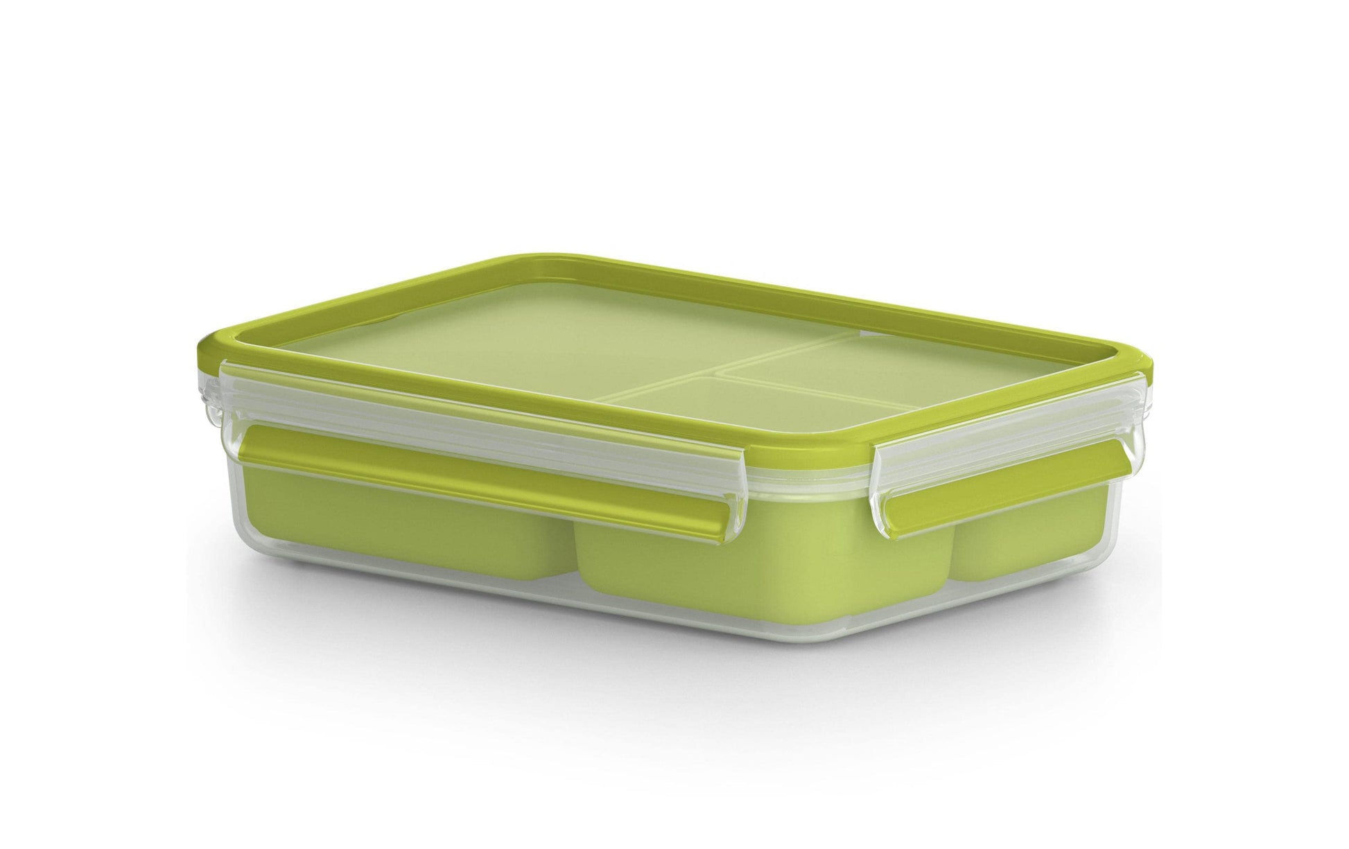 EMSA Lunchbox 1,2 l, 22,5 × 16,3 × 5,8 cm, Kunststoff, grün, mit 3 Einsätzen