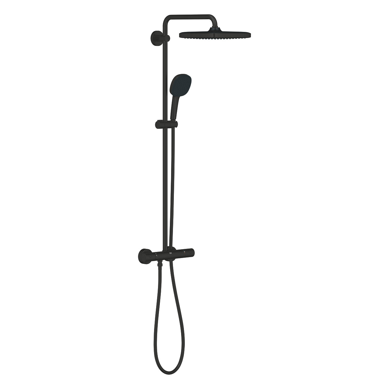 GROHE Duschsystem Vitalio Comfort 250 – 29,8×41,2×112 cm, Kunststoff, Aufputz-Thermostat, Schwarz