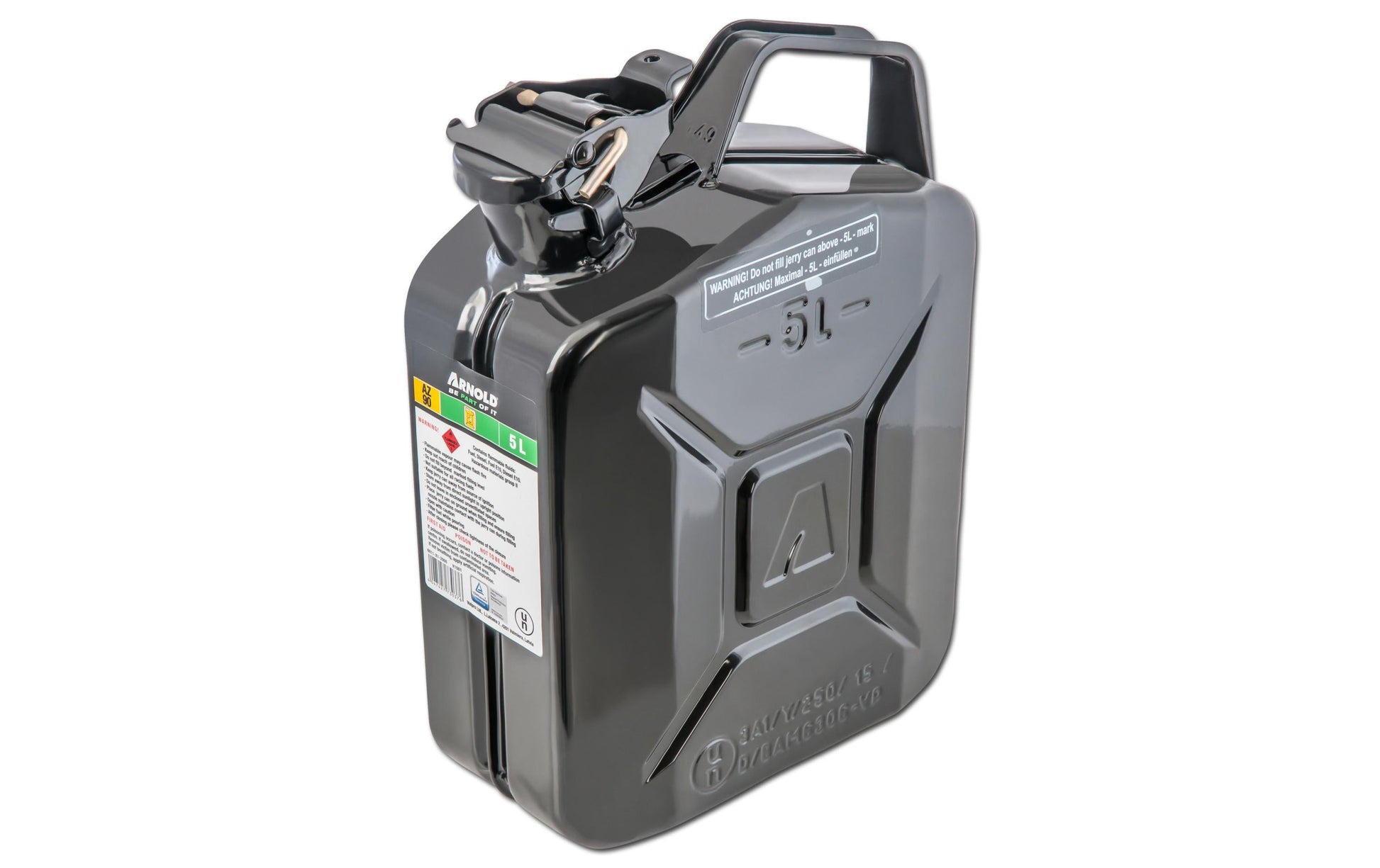 ARNOLD Kraftstoffkanister 5 L – Schwarz, Metall, B 230 × H 310 × T 120 mm