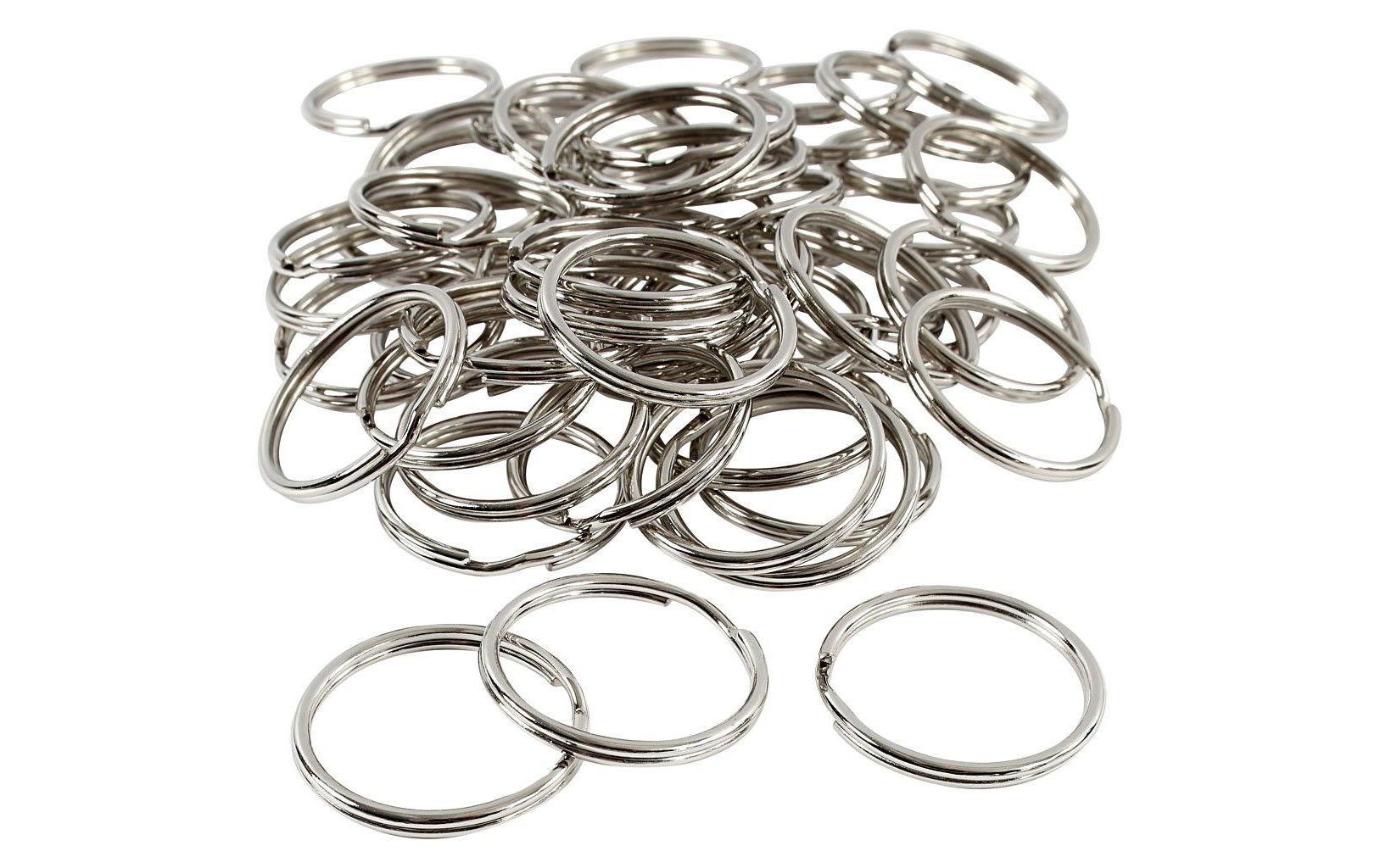 Creativ Company Schlüsselring – Spaltring, Metall, Silber, Ø 30 mm, 80er-Pack