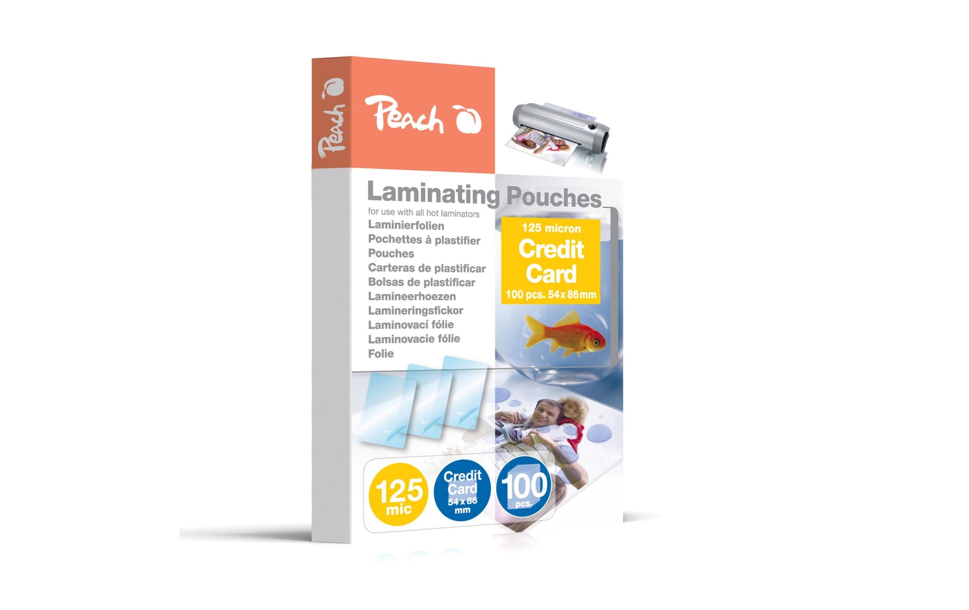 Peach Laminierfolien 54 × 86 mm – 125 µm, glänzend, 100 Stück