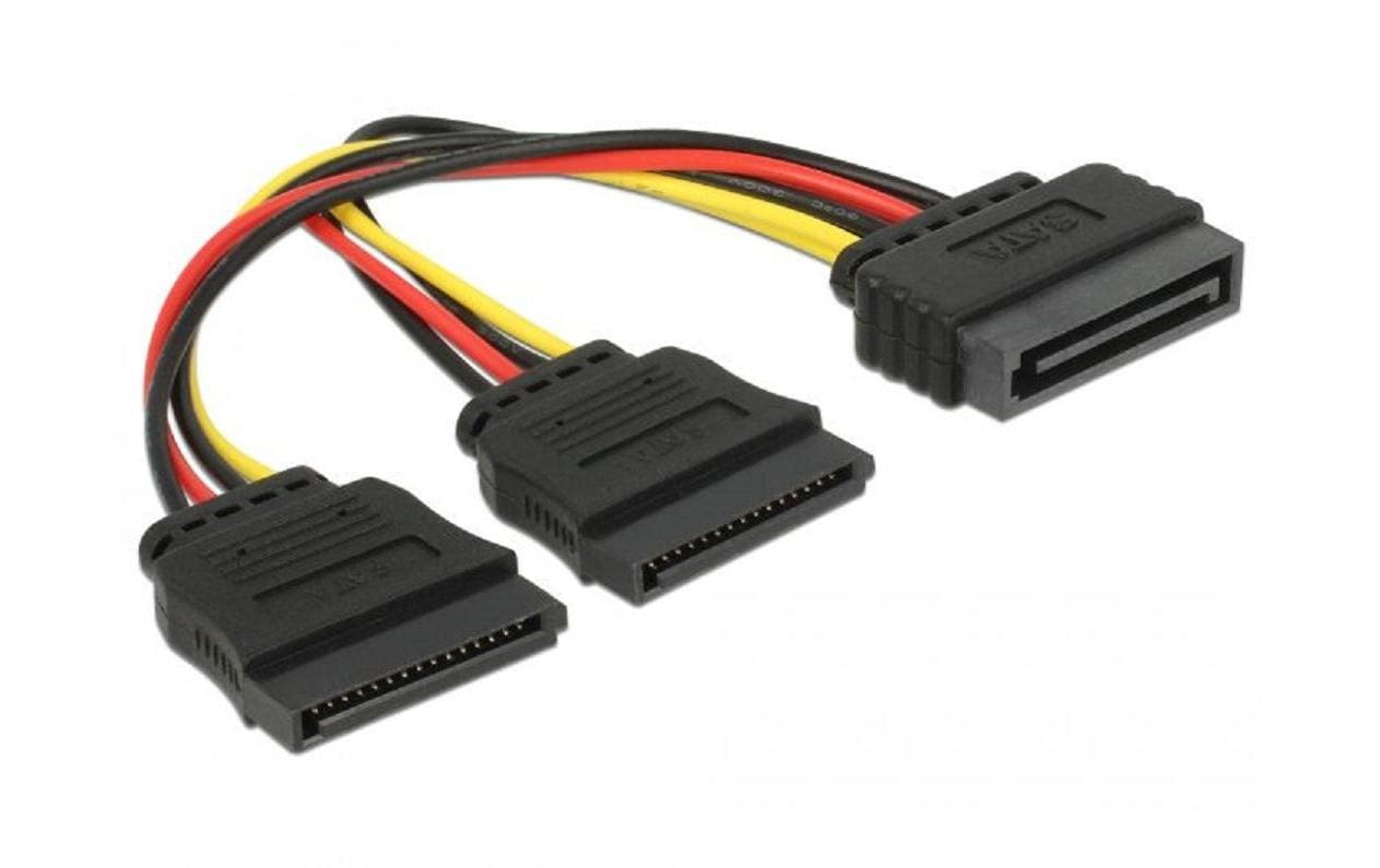 DeLOCK SATA-Strom-Adapter 15-polig SATA zu 2× SATA – 0,15 m