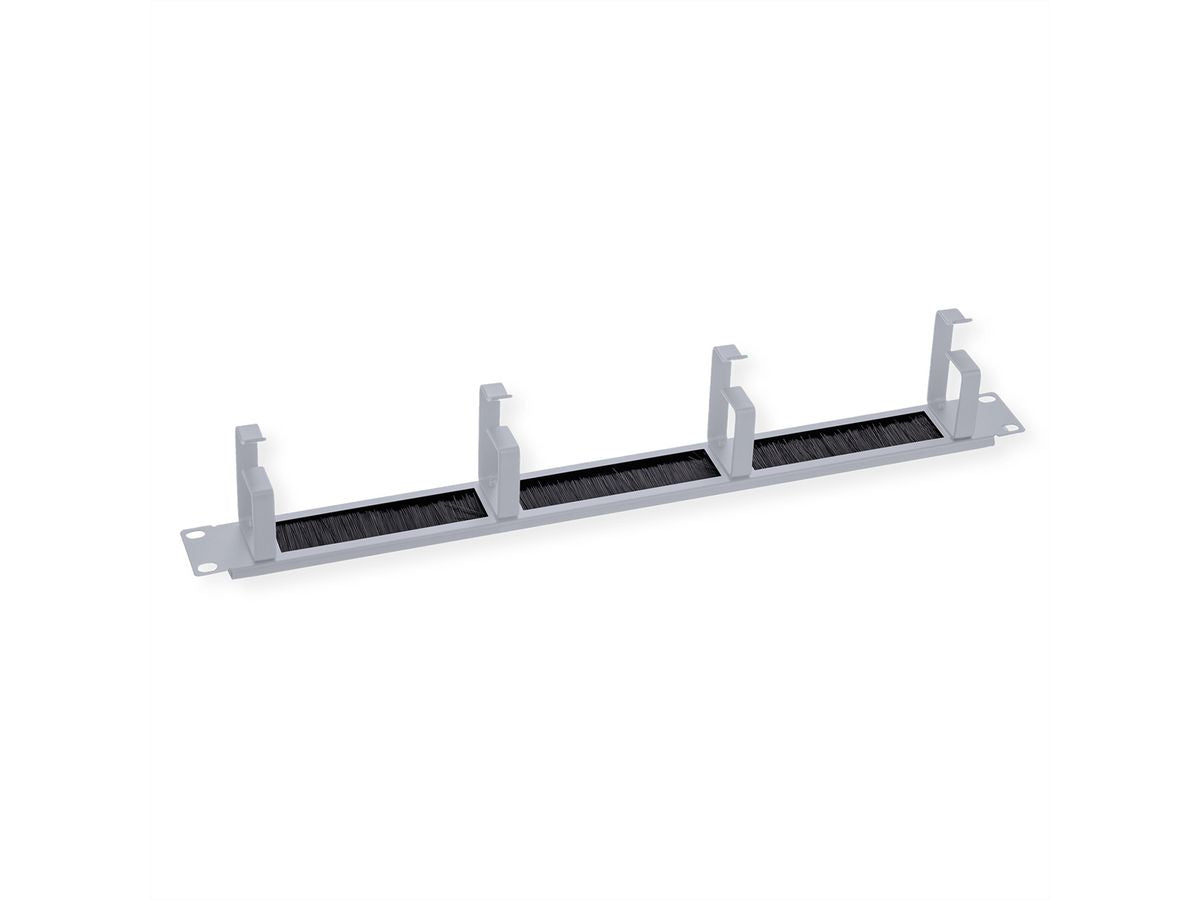 ROLINE 19" Rangierpanel 1U, 4× Kabelösen Typ G, Bürstendichtung, 483×72×44 mm – Grau