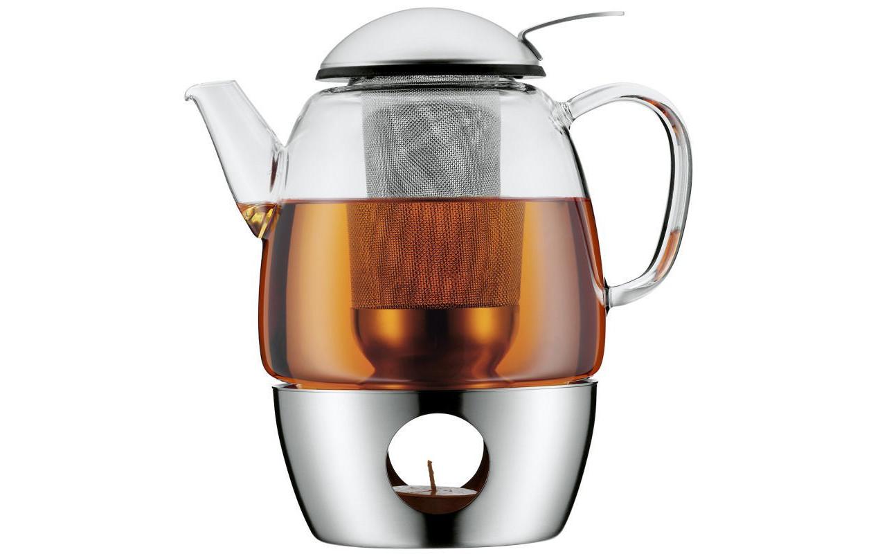 WMF SmarTea Tee-Set – 1 l, Glas, Silber, spülmaschinenfest, Edelstahlfilter