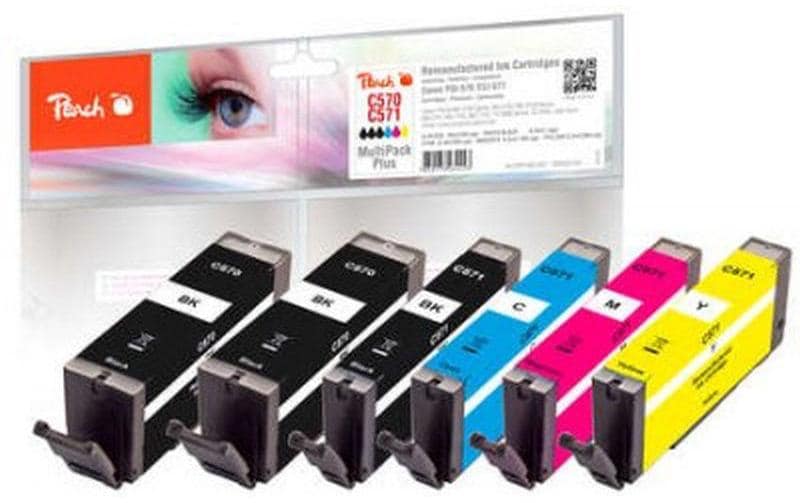 Peach Tintenpatronen-Multipack CMYK, 6er-Pack, kompatibel – für Canon Pixma MG 5700 Serie und andere