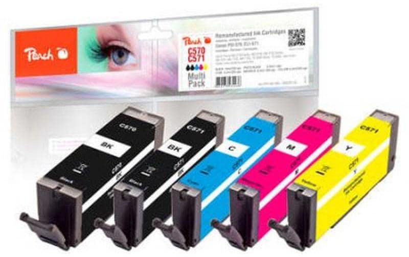 Peach Tintenpatronen-Multipack PGI-570/CLI-571, 5er-Pack, kompatibel – für Canon MG5700/MG6800/TS9000 usw.