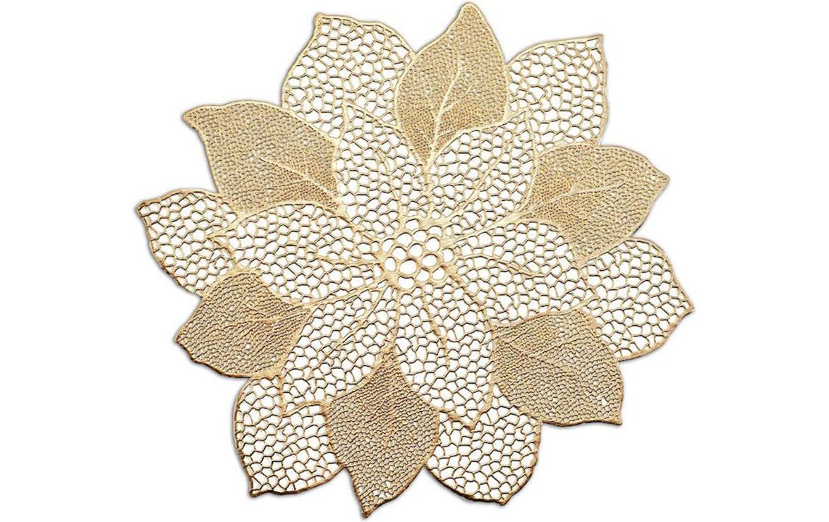 Zeller Present Tischset Flower – PVC, Gold, 49 × 47 cm