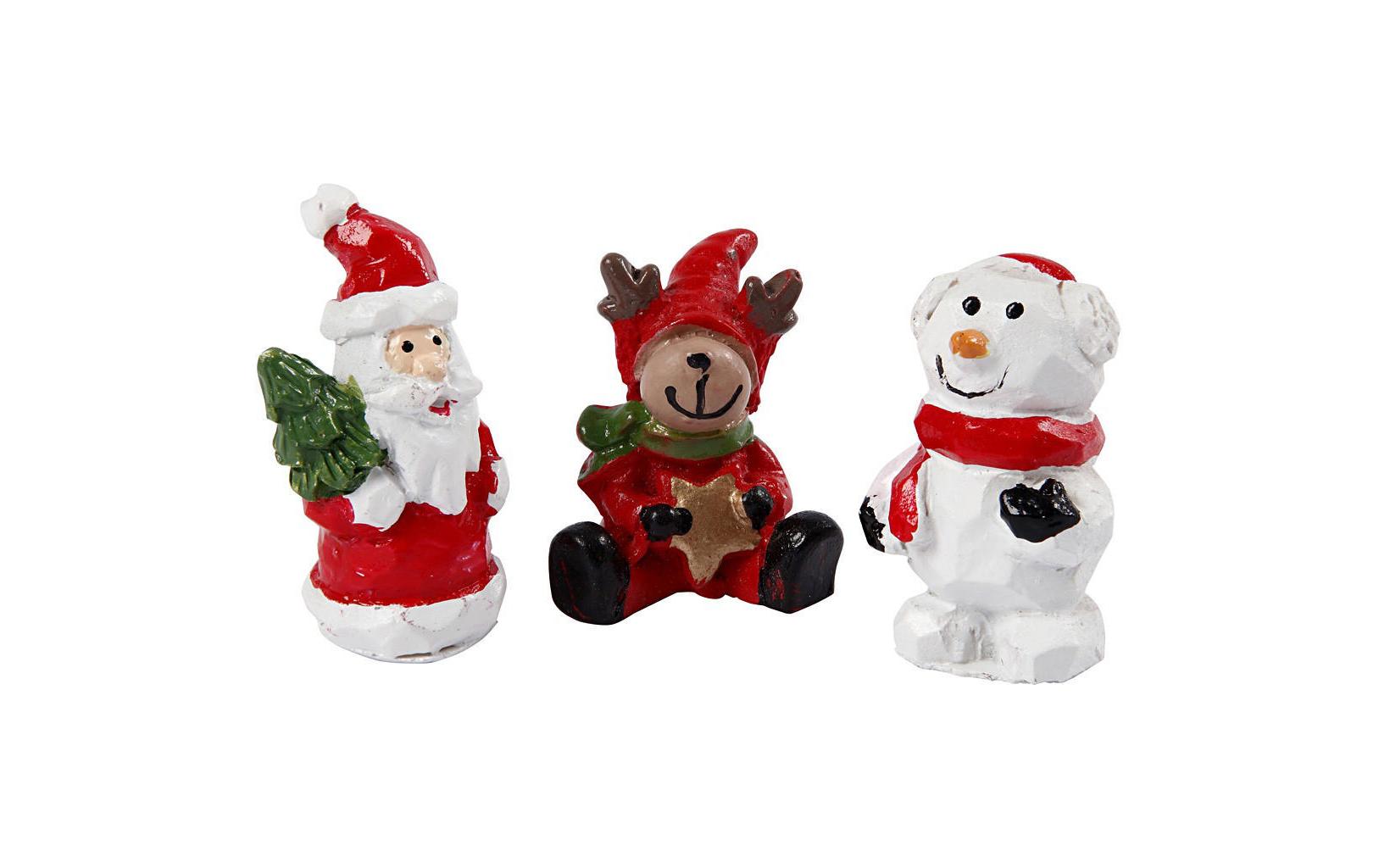 Creativ Company Miniaturfiguren, Harz, Schwarz, Grün, Rot, Weiss, 35 × 10 mm, 3 Stk., Weihnachten, 69840