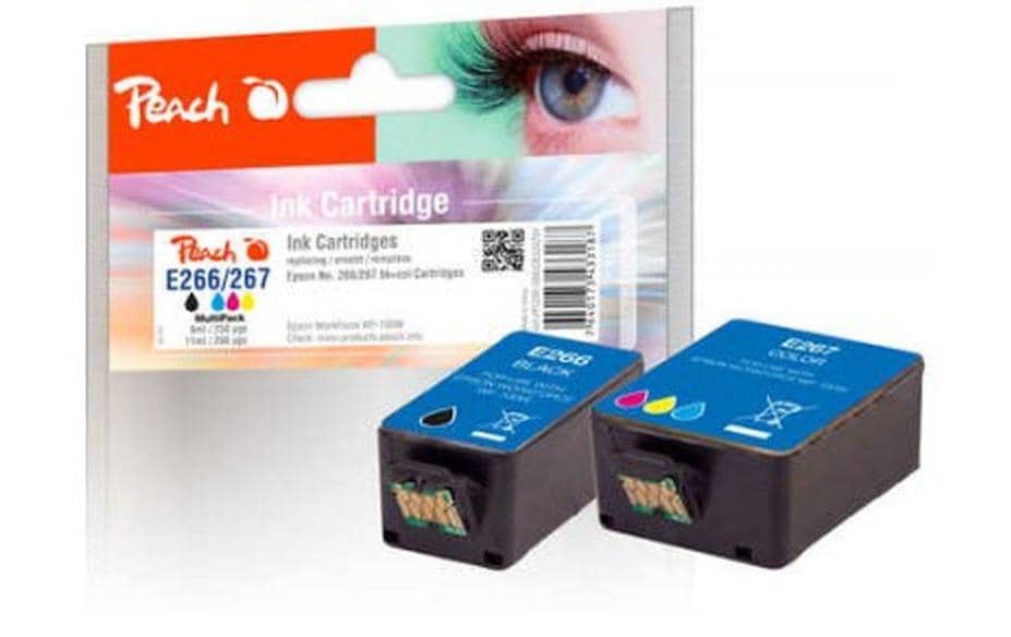 Peach 266/267 Tintenpatronen-Multipack, Schwarz/Dreifarbig (Kompatibel) – für Epson WorkForce WF-100 W
