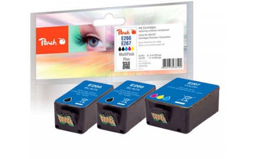 Peach No 266/267 MP+ Tintenpatronen-Multipack, Schwarz/Dreifarbig (Kompatibel) – für Epson WorkForce WF-100 W