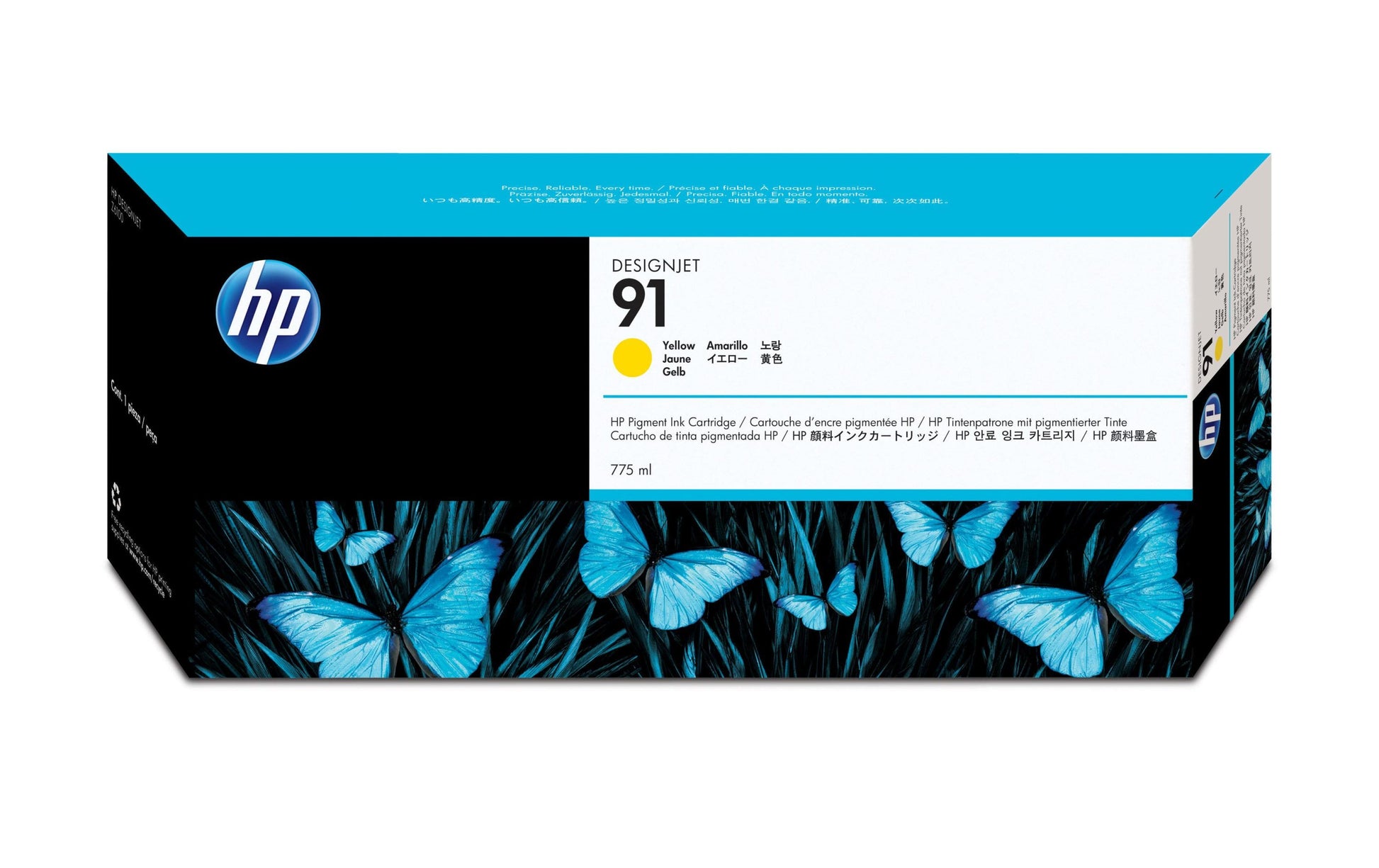 HP Tintenpatrone 91, Gelb, 775 ml – für Inkjetdrucker und Multifunktionsgeräte