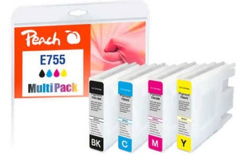 Peach 755XL Tintenpatronen-Multipack, 4er-Set (Kompatibel) – für Epson WF-6530/WF-8000/WF-8090