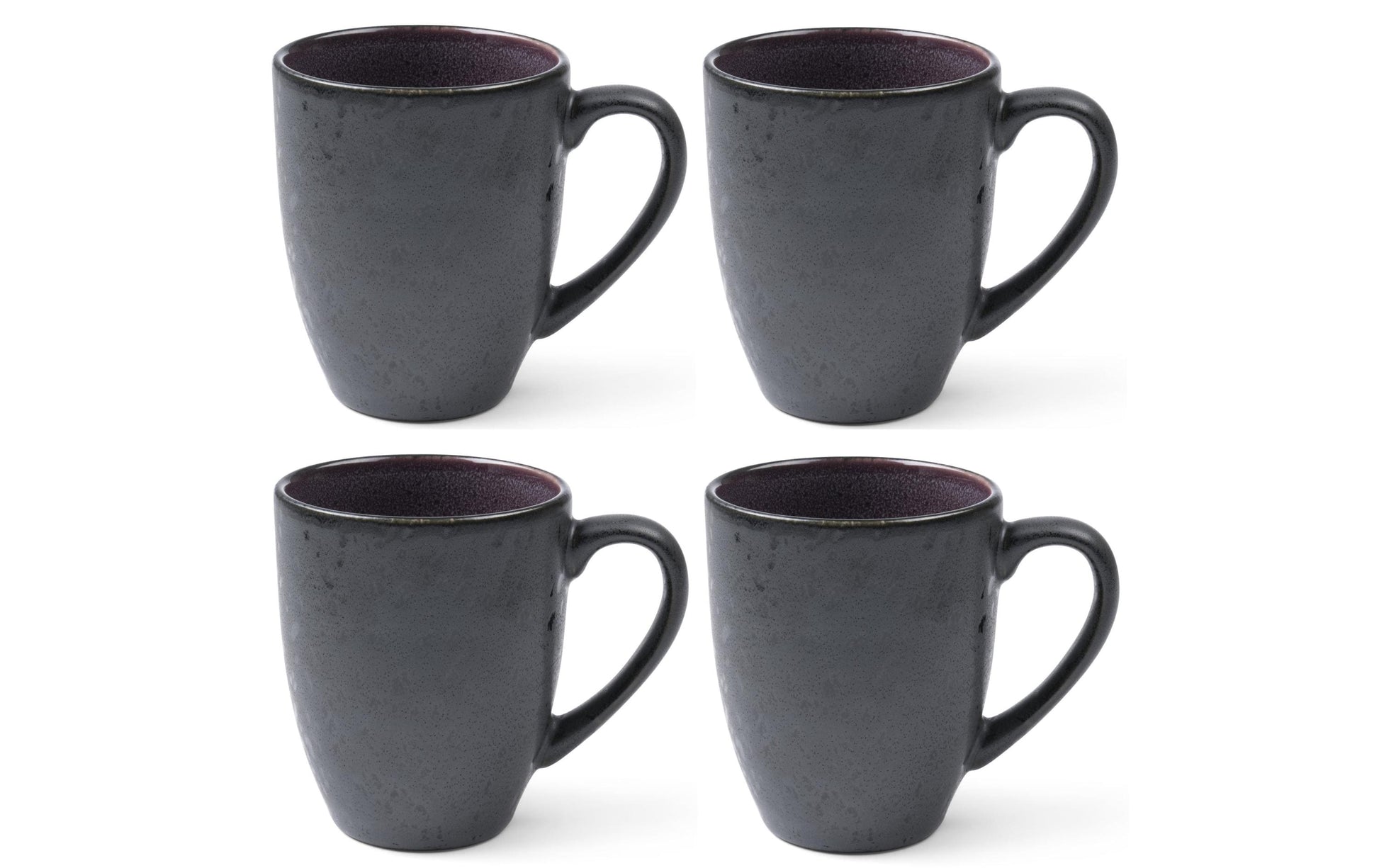 BITZ Kaffeetasse – 4er Set, 300 ml, Ø 8 cm, Steinzeug, Schwarz/Violett, spülmaschinenfest, mikrowellengeeignet