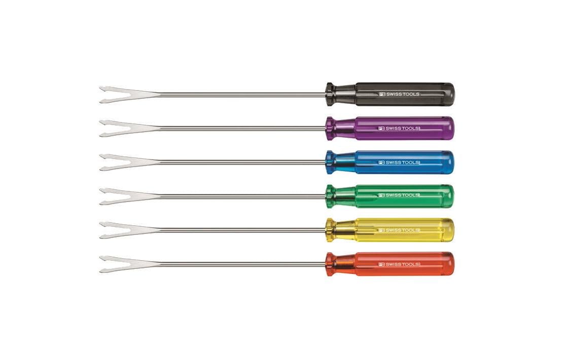 PB Swiss Tools Fleischfonduegabeln – 6er-Set, Edelstahl, Kunststoffgriff, Mehrfarbig, für Fondue Chinoise