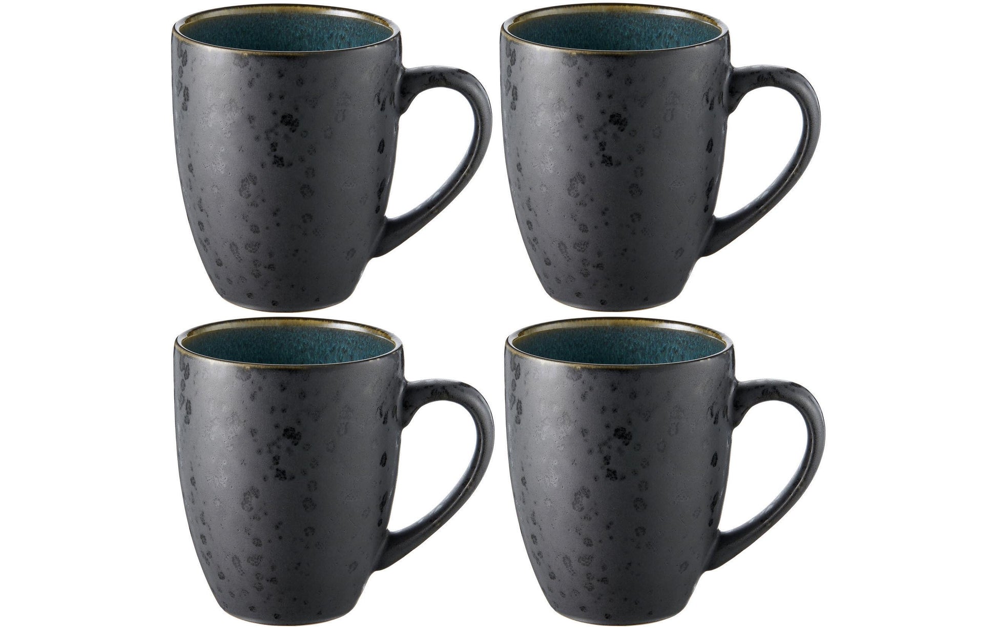 Bitz Kaffeetasse – 4er Set, 300 ml, Ø 8,5 cm, Steinzeug, Schwarz/Grün, spülmaschinenfest, mikrowellengeeignet