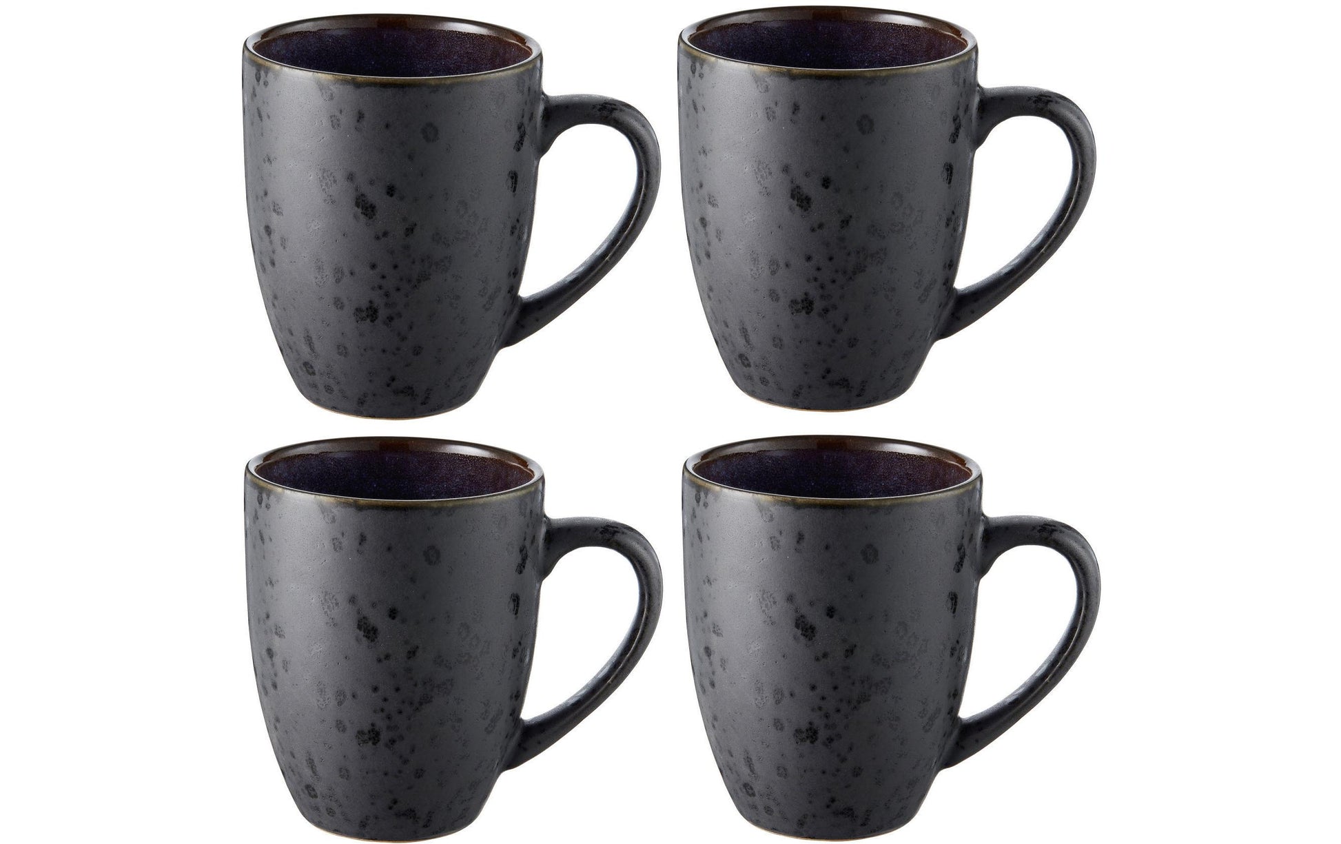 Bitz Kaffeetasse – 4er Set, 300 ml, Ø 8,5 cm, Steinzeug, Schwarz, spülmaschinenfest, mikrowellengeeignet