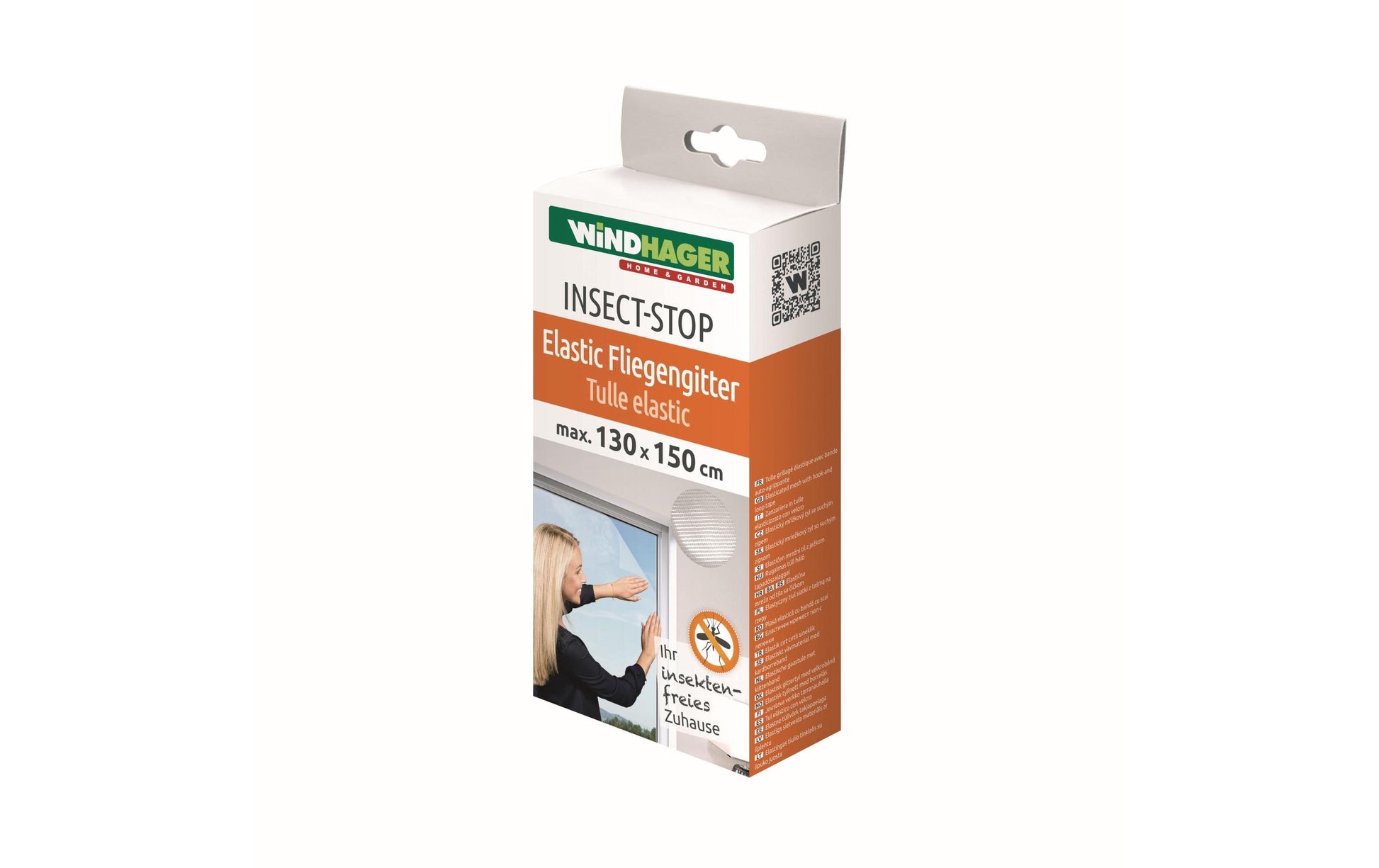 Windhager IS Plus Fenster-Fliegengitter – 130 × 150 cm – weiss – elastisch – für Fenster