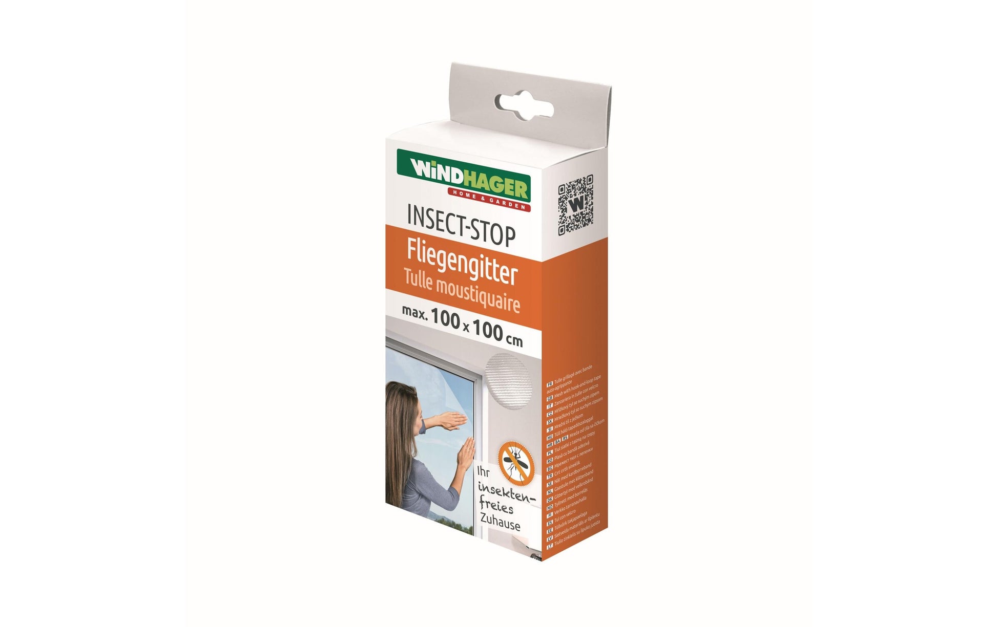 Windhager Fenster-Fliegengitter – 100 × 100 cm – Weiss – Kunststoff-Rahmen – Für Fluginsekten