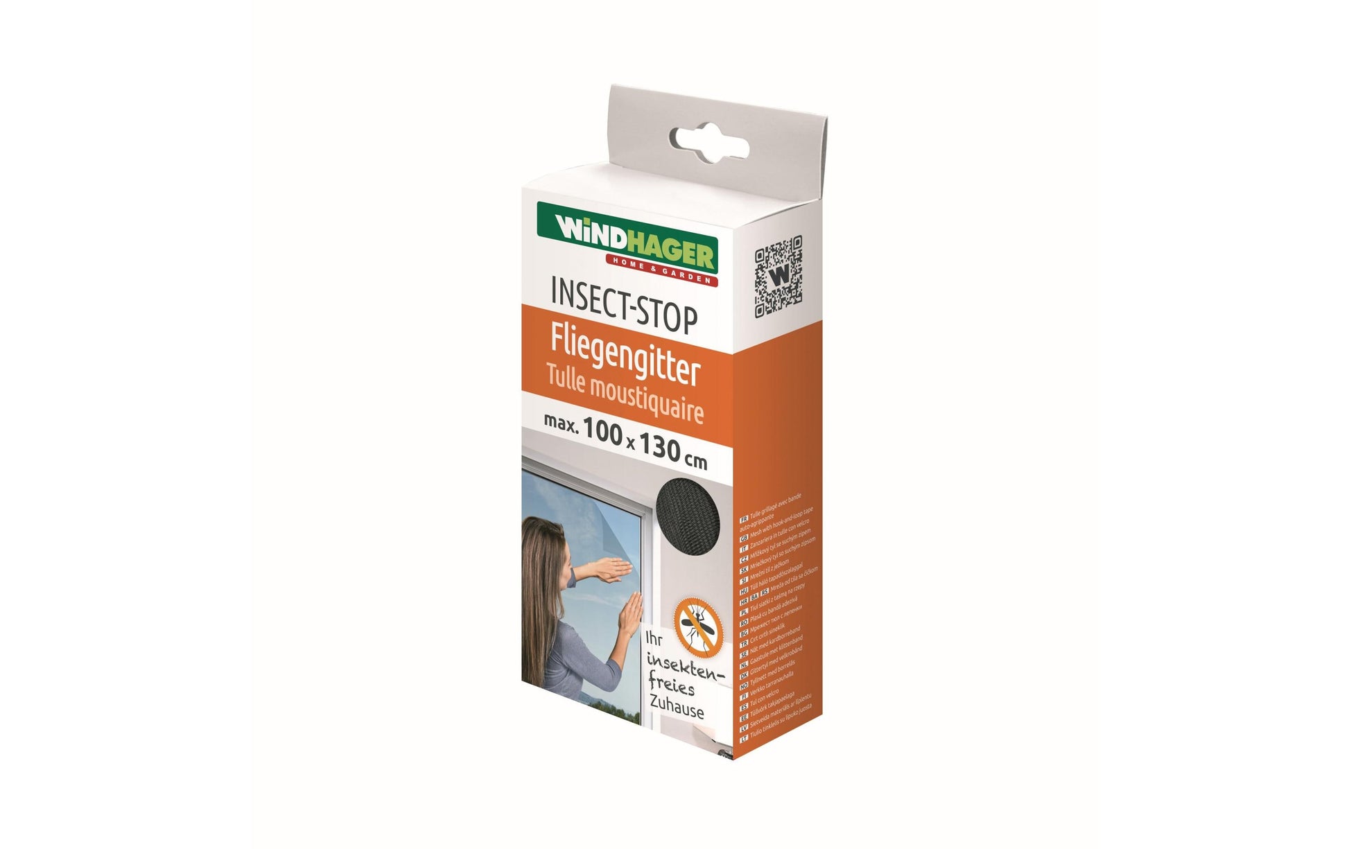 Windhager IS Plus Fenster-Fliegengitter – 100 × 130 cm – Anthrazit – Kunststoffrahmen – Für Fluginsekten