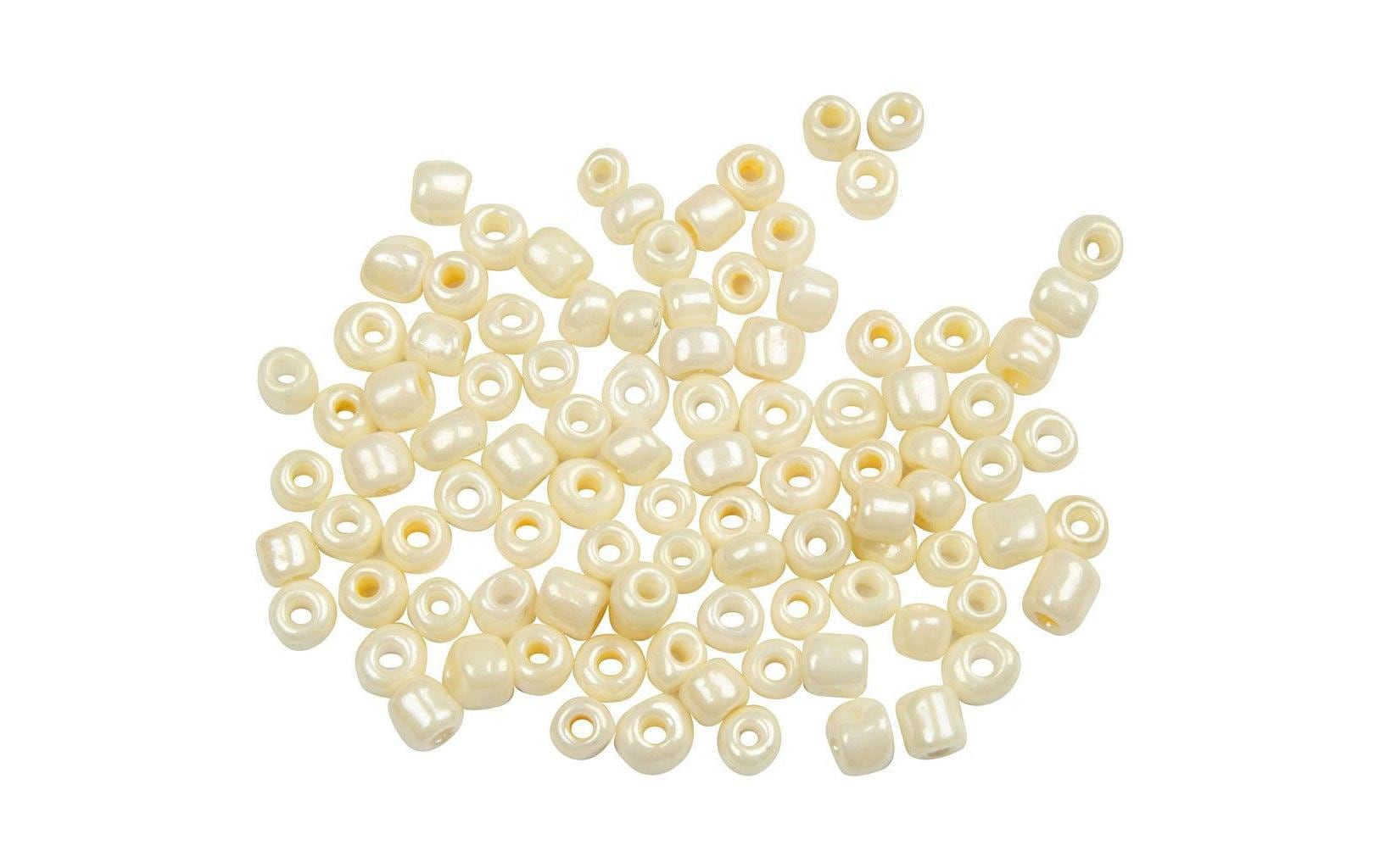 Creativ Company Glasperlen (Rocailles) – Elfenbein – Ø 3 mm, Loch 0,6 mm – 1 Stk.