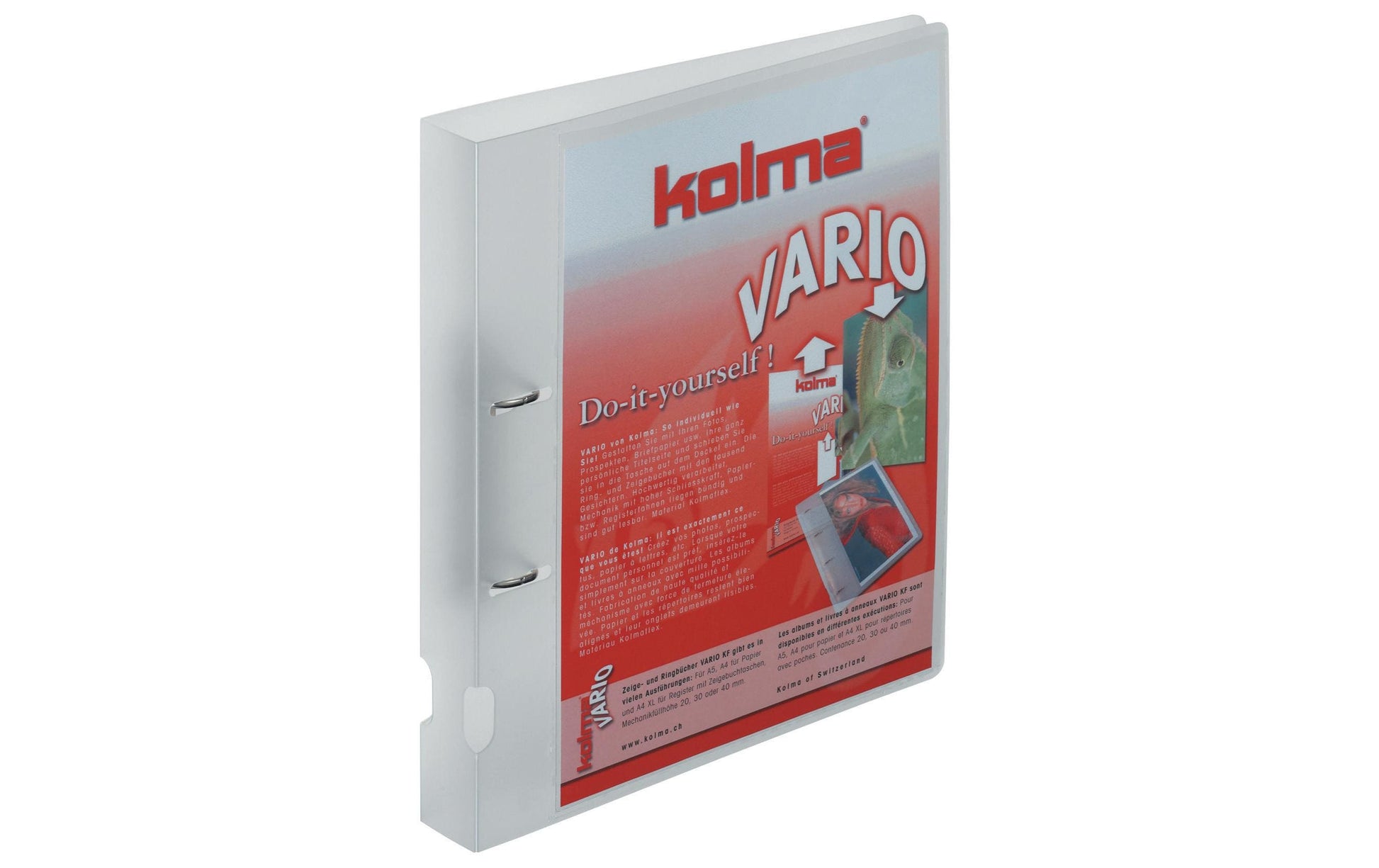 Kolma Zeigebuch Vario – A4 Hochformat – 2-Ring Bügelmechanik, Ø 30 mm – Transparent, mit Sichttasche