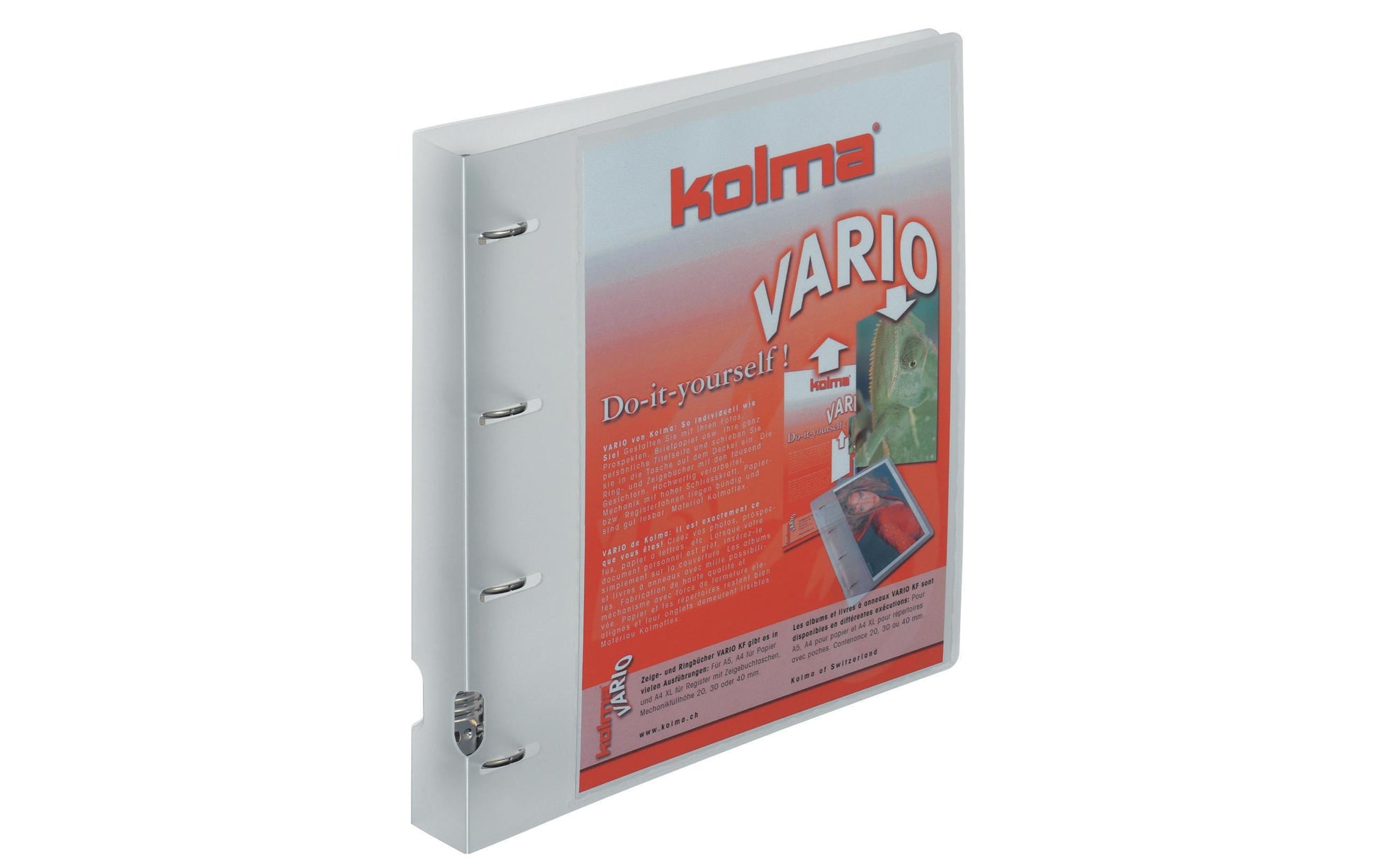 Kolma Sichtbuch Vario XL – A4, mit Fronttasche, 4-Ring-Bügelmechanik, transparent, Kunststoff