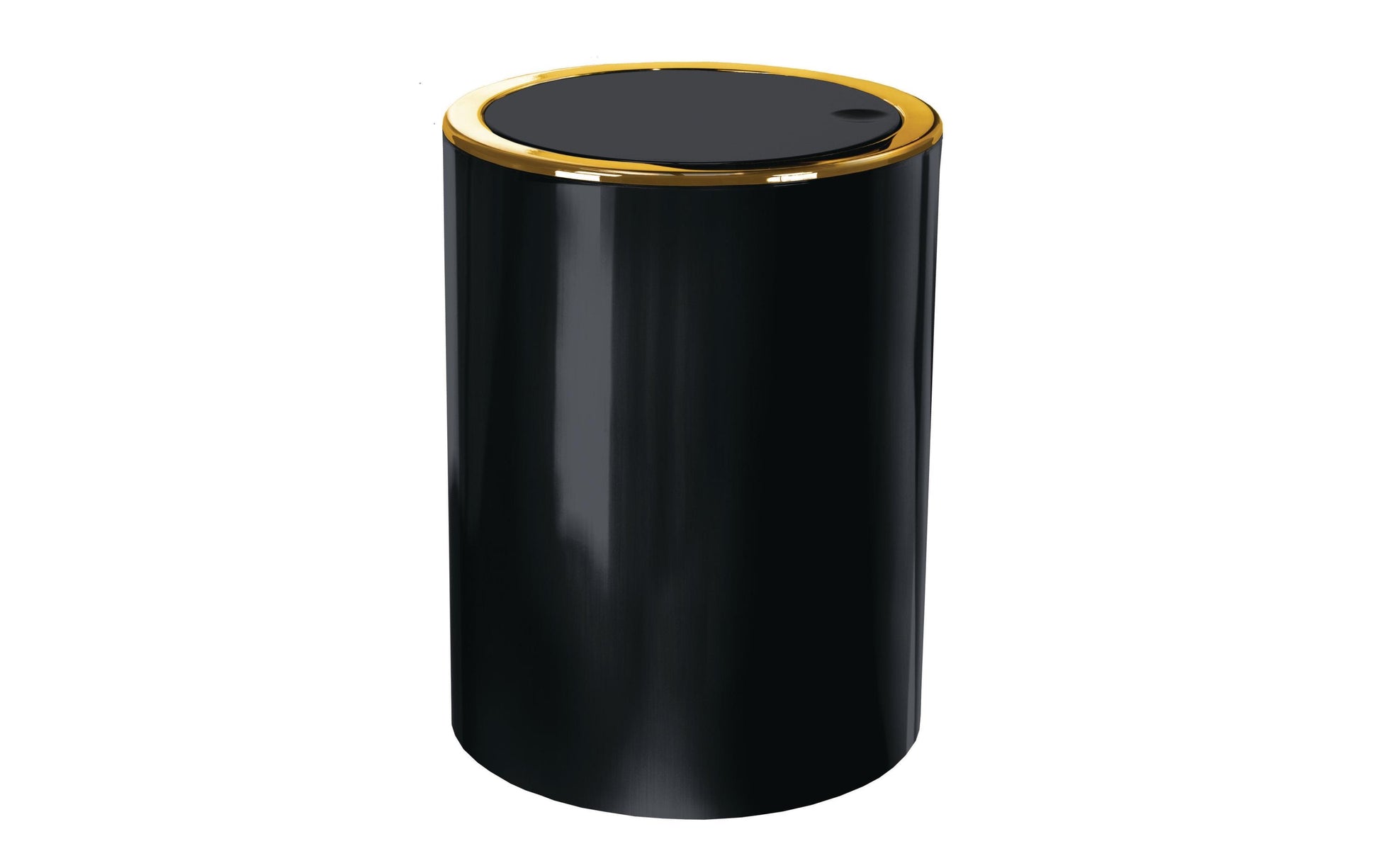 Kleine Wolke Golden Clap Schwingdeckel-Abfalleimer – 5 l – Kunststoff (ABS), rund – schwarz/gold