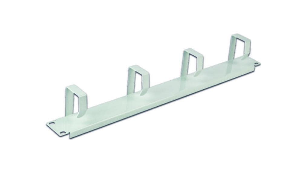Wirewin 19" 1U Kabelführungspanel, 4 Metallringe, Metall – Grau