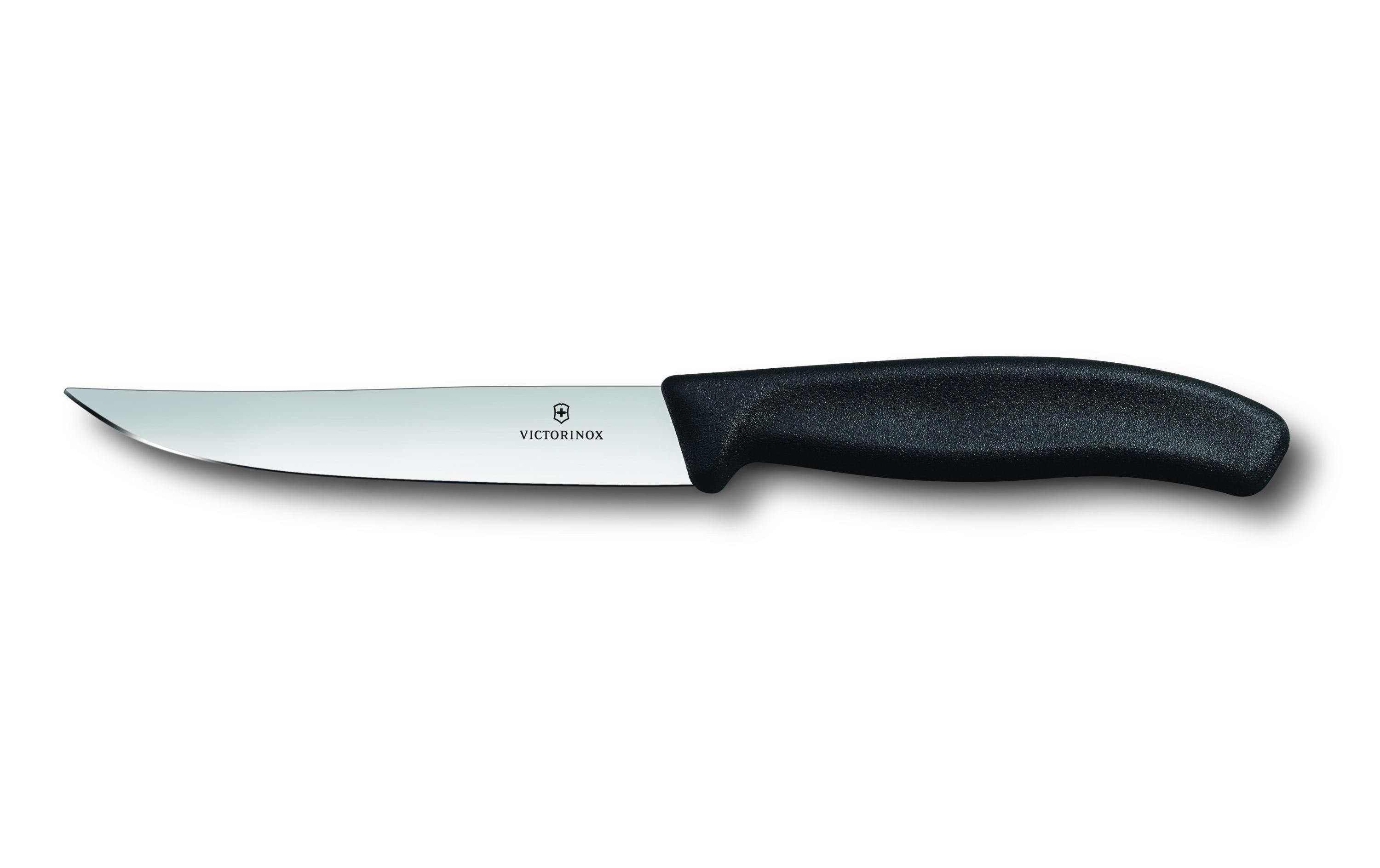 Victorinox Steakmesser – 2er-Set, 12 cm, Glatter Schliff, Edelstahl, Kunststoffgriff, Schwarz