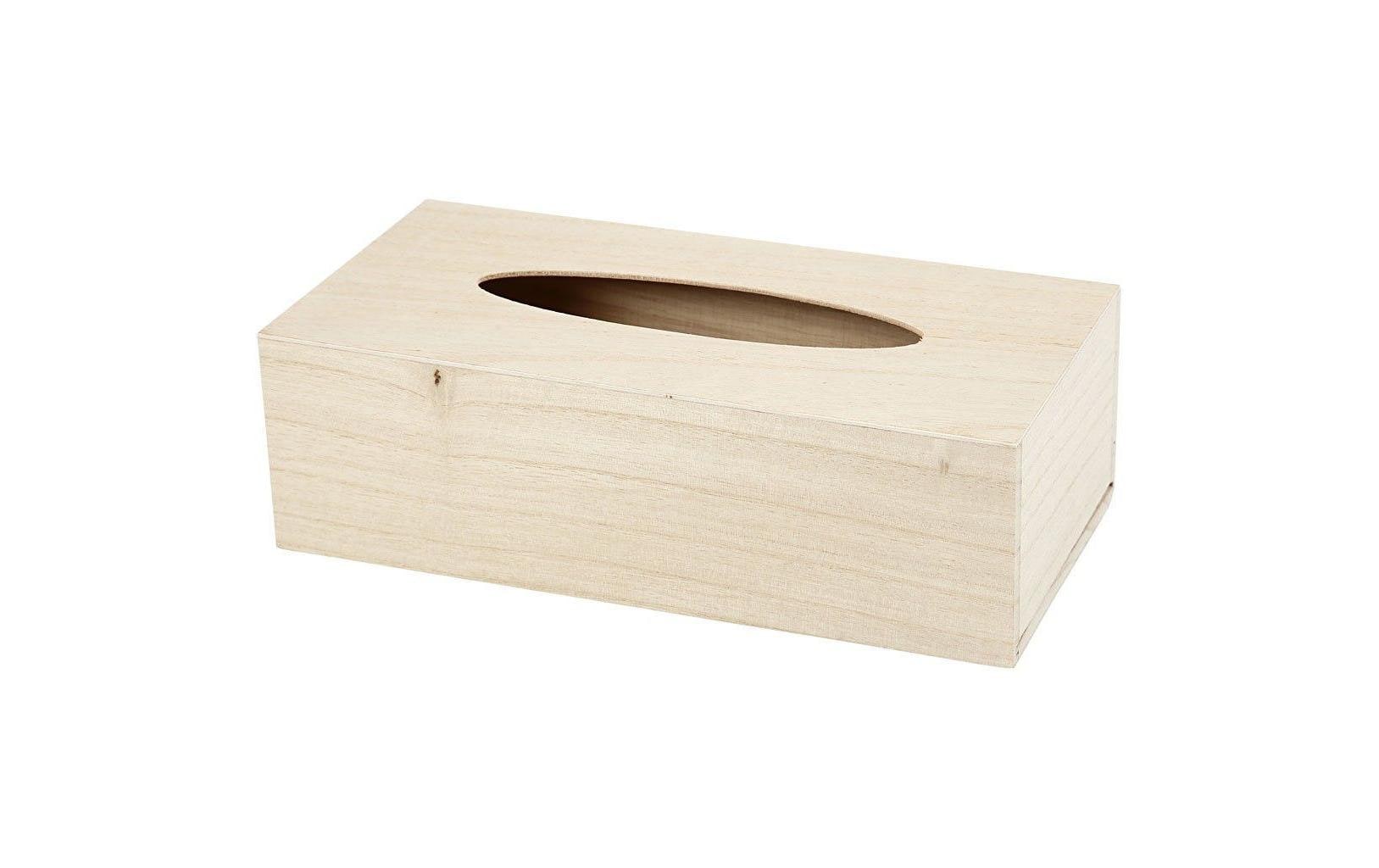 Creativ Company Kosmetiktuchbox – 14×27×8 cm, Holz (Paulownia tomentosa), Beige