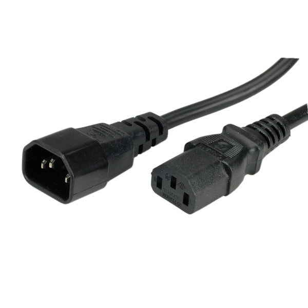 ROLINE Netzkabel – IEC C14 zu IEC C13, 1,8 m, 250 V/10 A, Schwarz