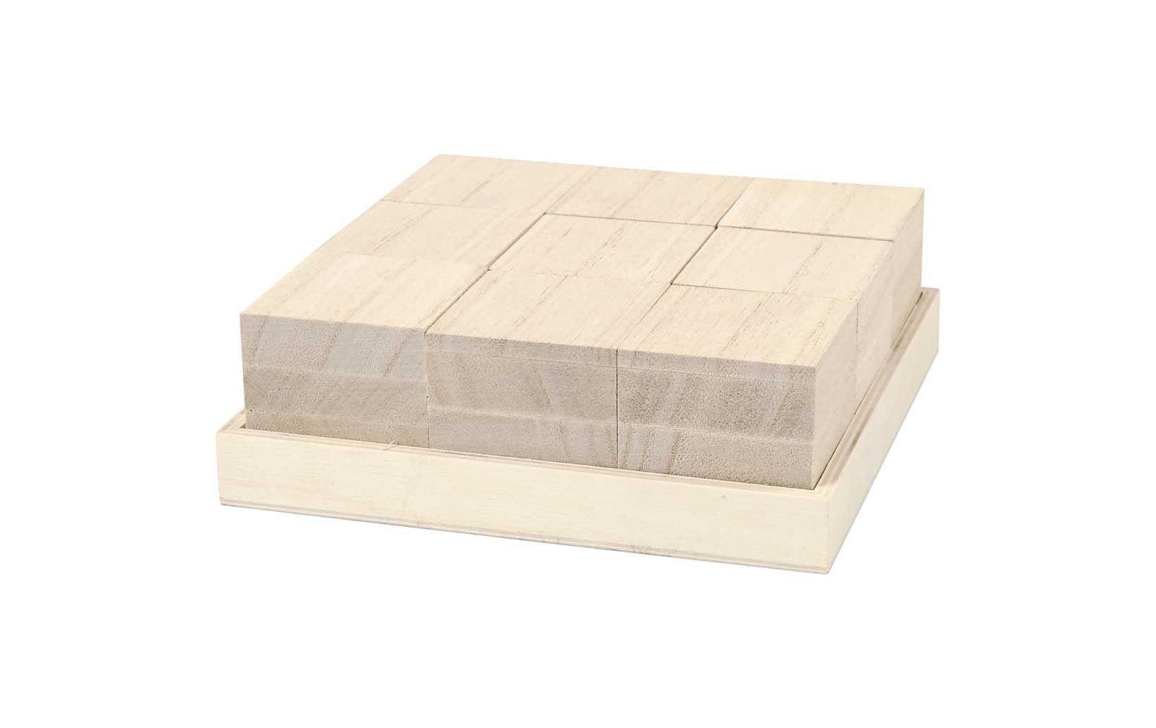 Creativ Company Holzrohling, Paulownia (Blauglockenbaum), Würfel, 4 × 4 × 4 cm, 9 Stk.
