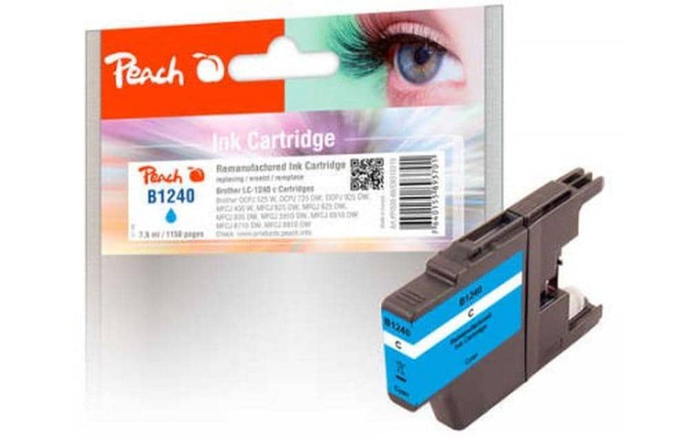 Peach LC-1240c Cyan Tintenpatrone (Kompatibel) – 1'150 Seiten – für Brother DCP-J 525W/725DW/925DW