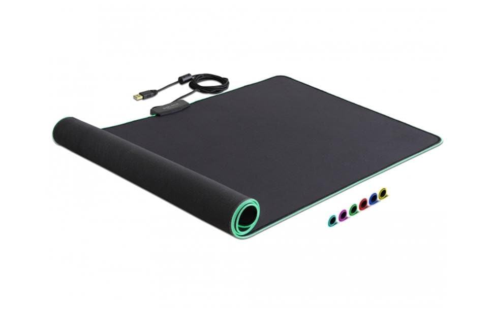 DeLOCK 12555 Mauspad – kabelgebunden, RGB-Beleuchtung, 920×303×3 mm, Schwarz