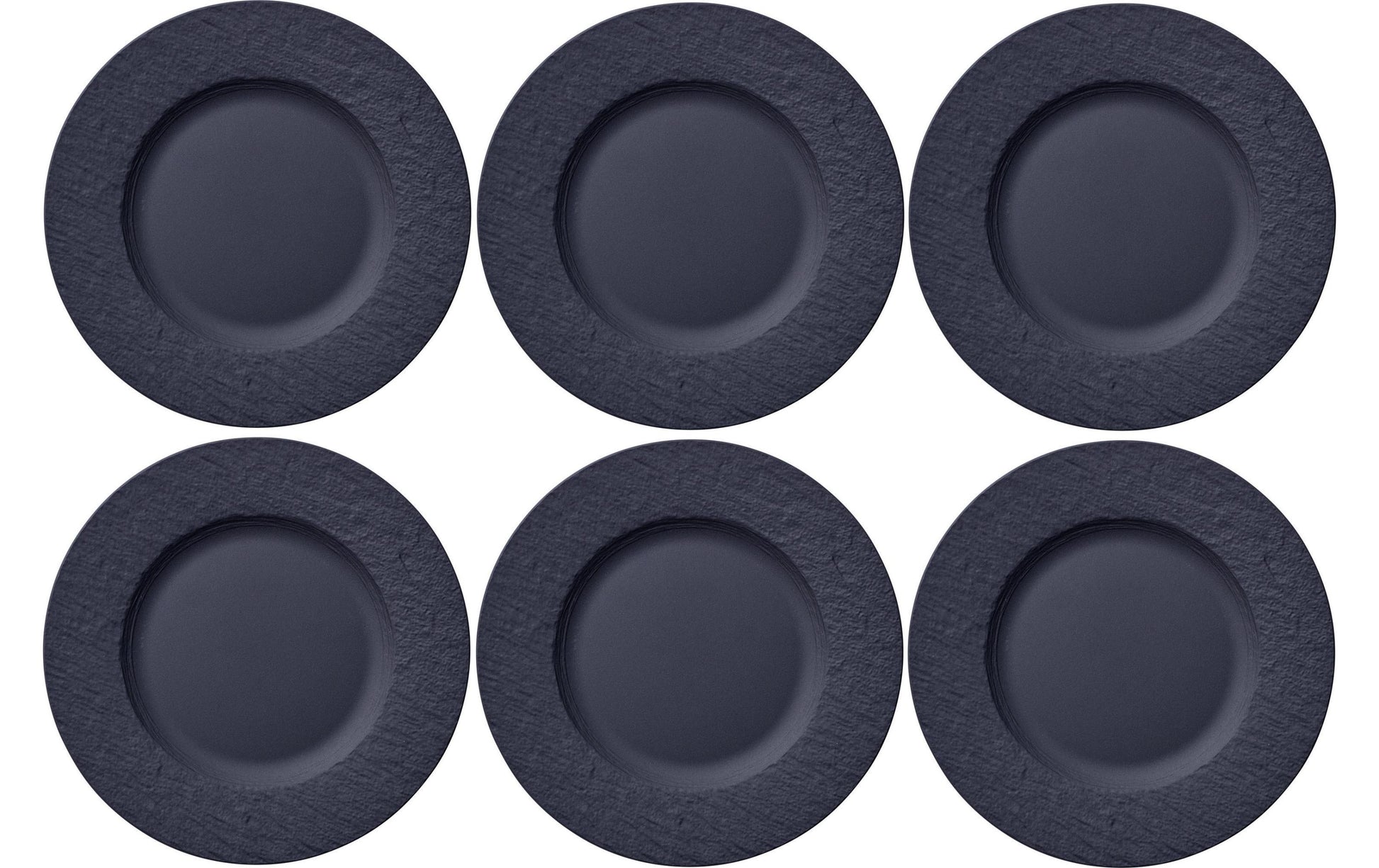 Villeroy & Boch Manufacture Rock Speiseteller – Porzellan, schwarz, spülmaschinenfest, mikrowellenfest, 6 Stück