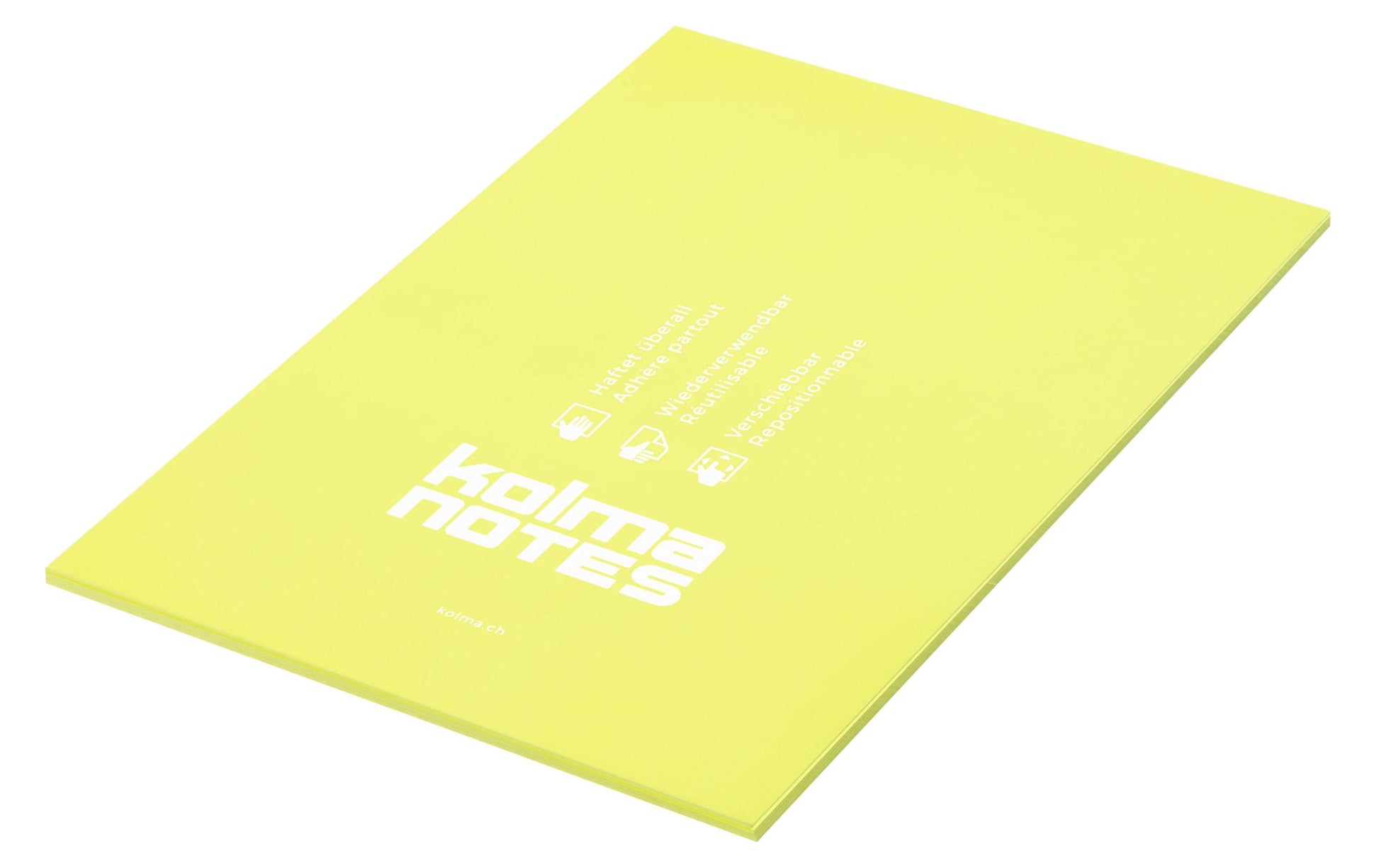 Kolma Haftnotizen – 148×210 mm – Neongelb, 50 Blatt, recyclingfähig, elektrostatisch