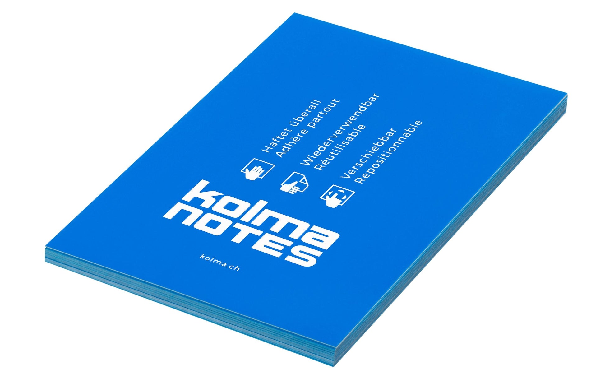 Kolma Haftnotizen – 105×148 mm – Neonblau, 100 Blatt, elektrostatisch, recyclingfähig