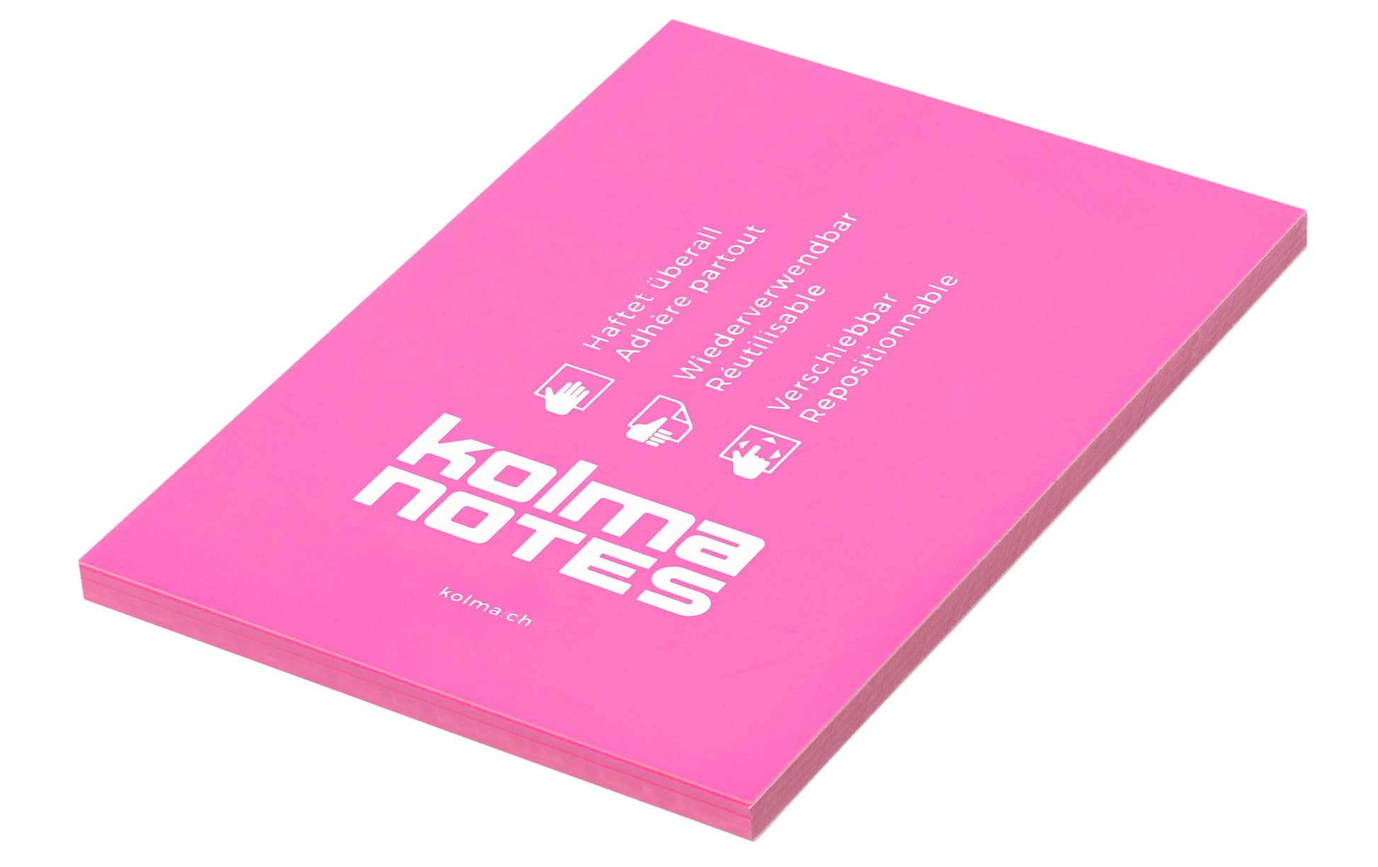 Kolma Haftnotizen – 105×148 mm – Neonpink, 100 Blatt, elektrostatisch, recyclingfähig
