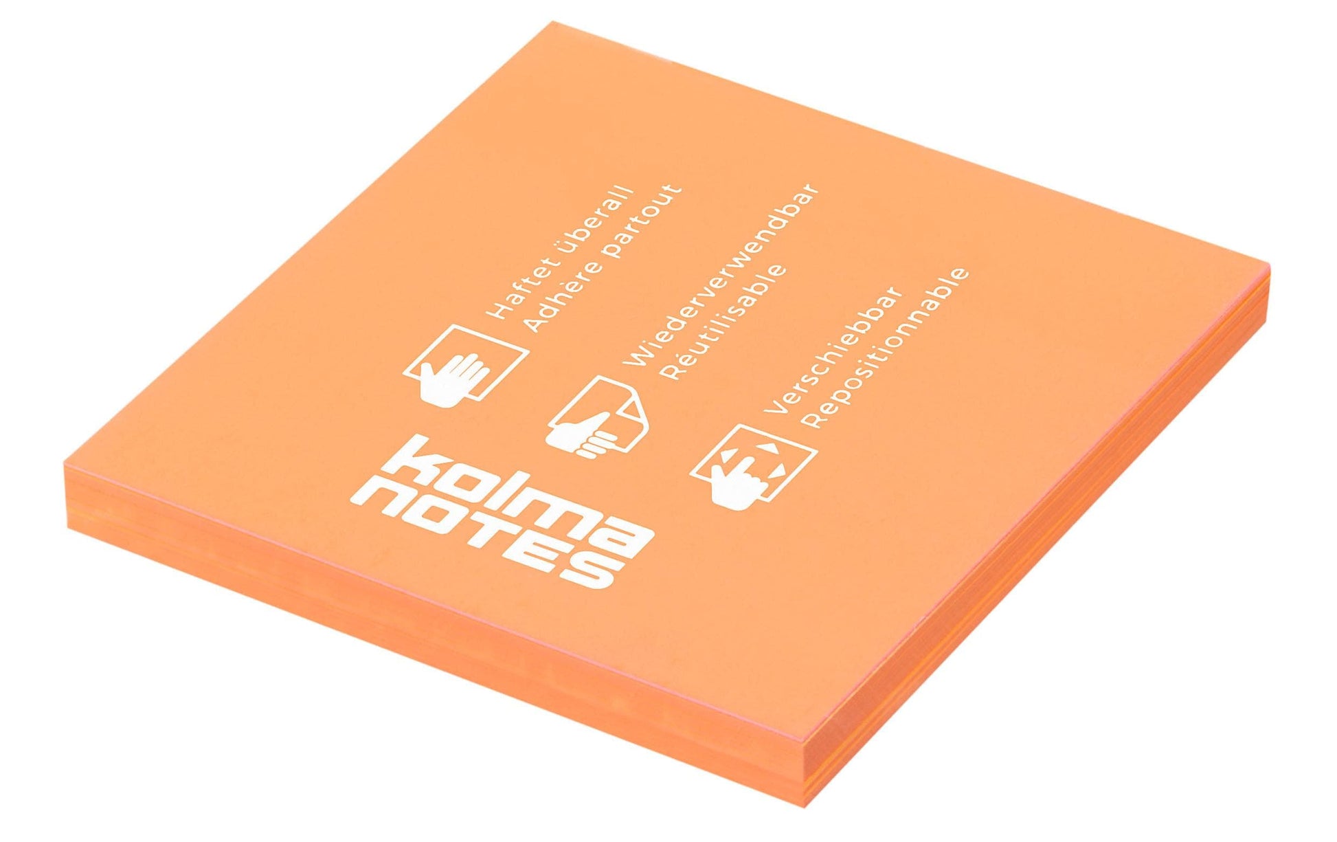 Kolma Haftnotizen – 76×76 mm – Neonorange, 100 Blatt, recyclingfähig
