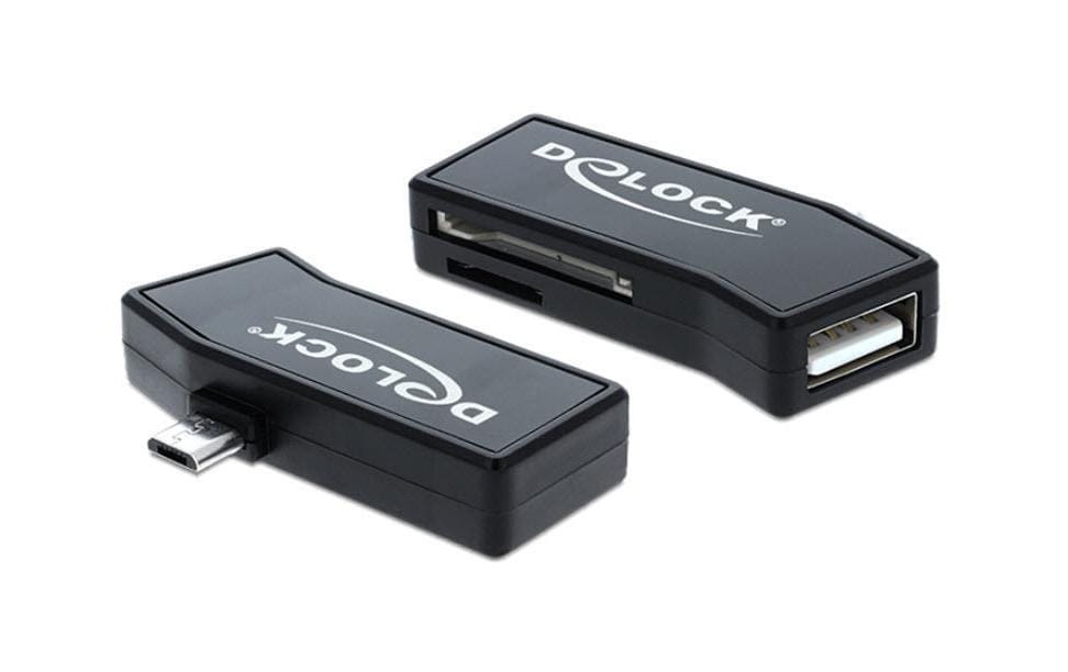 DeLOCK 91730 – Micro-USB OTG Kartenleser – MicroSD/SD/MMC kompatibel, USB 2.0 – Schwarz