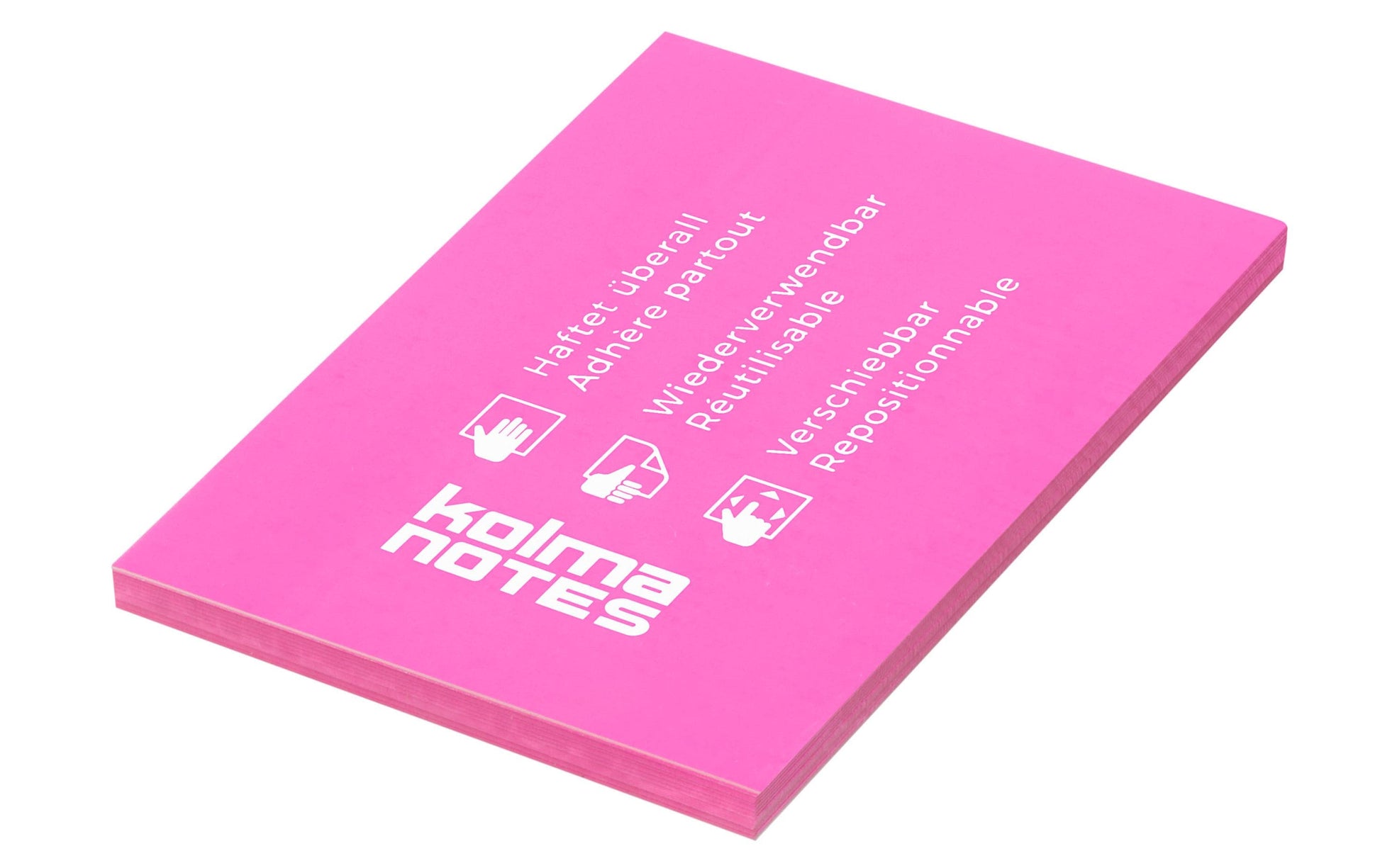 Kolma Haftnotizen – 74×105 mm – Neonpink, 100 Blatt, elektrostatisch, recyclingfähig