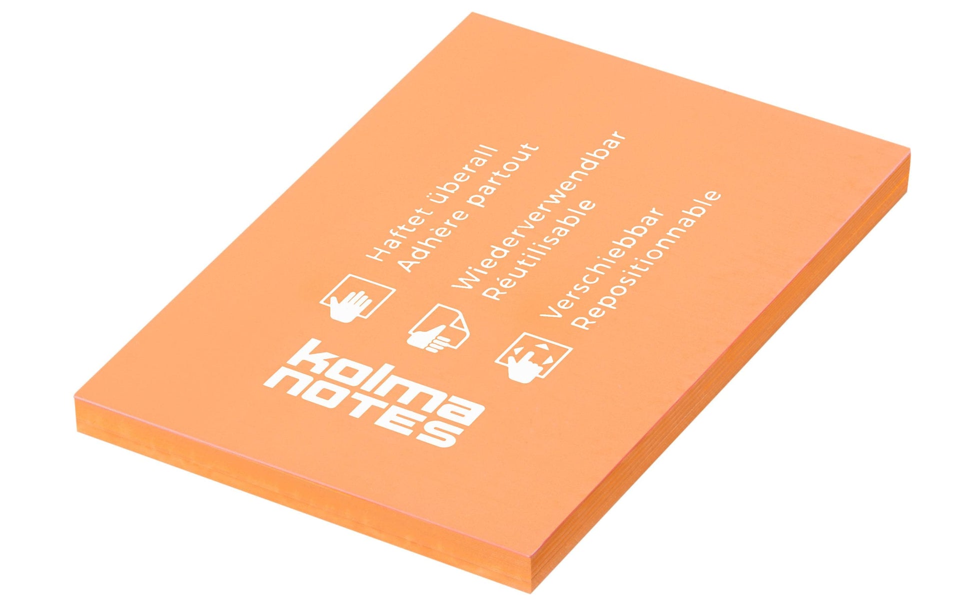 Kolma Haftnotizen – 74×105 mm – Neonorange, 100 Blatt, elektrostatisch, Kunststoff, recyclingfähig