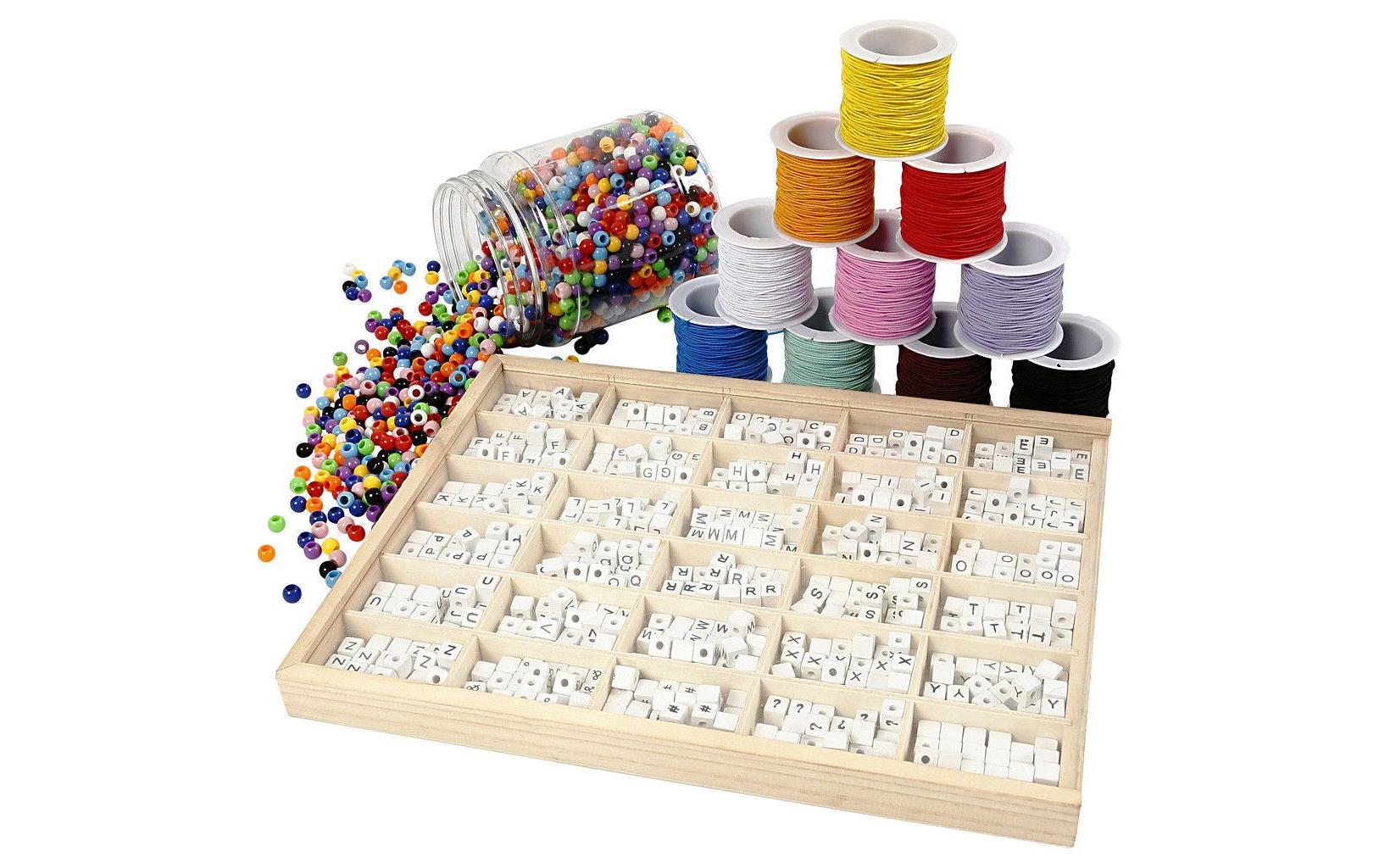 Creativ Company Acrylperlen, Buchstaben – mehrfarbig – Ø 10 mm – 80 Stk.
