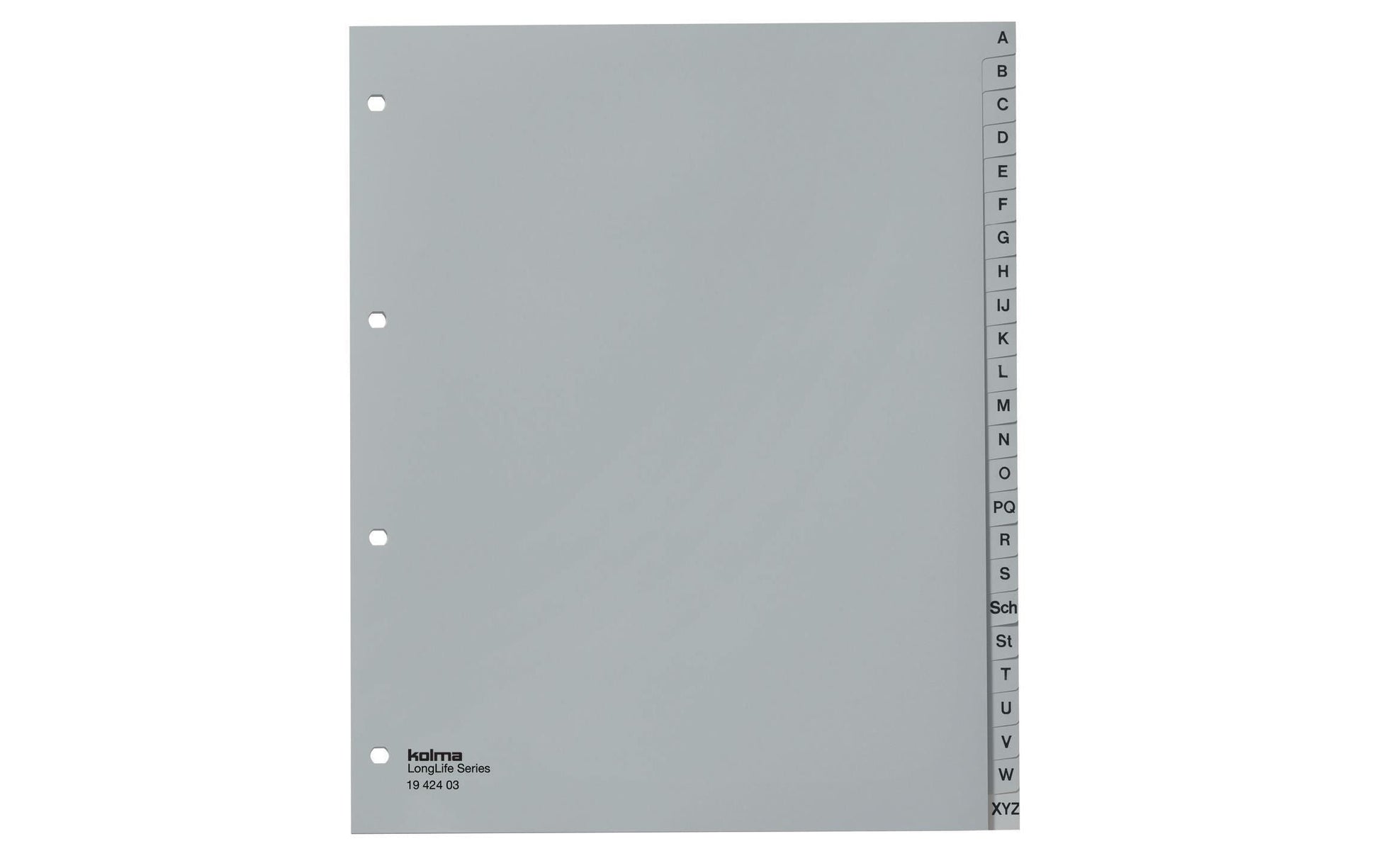 Kolma Register – A4, 24-teilig, PVC, grau, vorgedruckt, 4-fach Lochung, für Zeigebuchtaschen